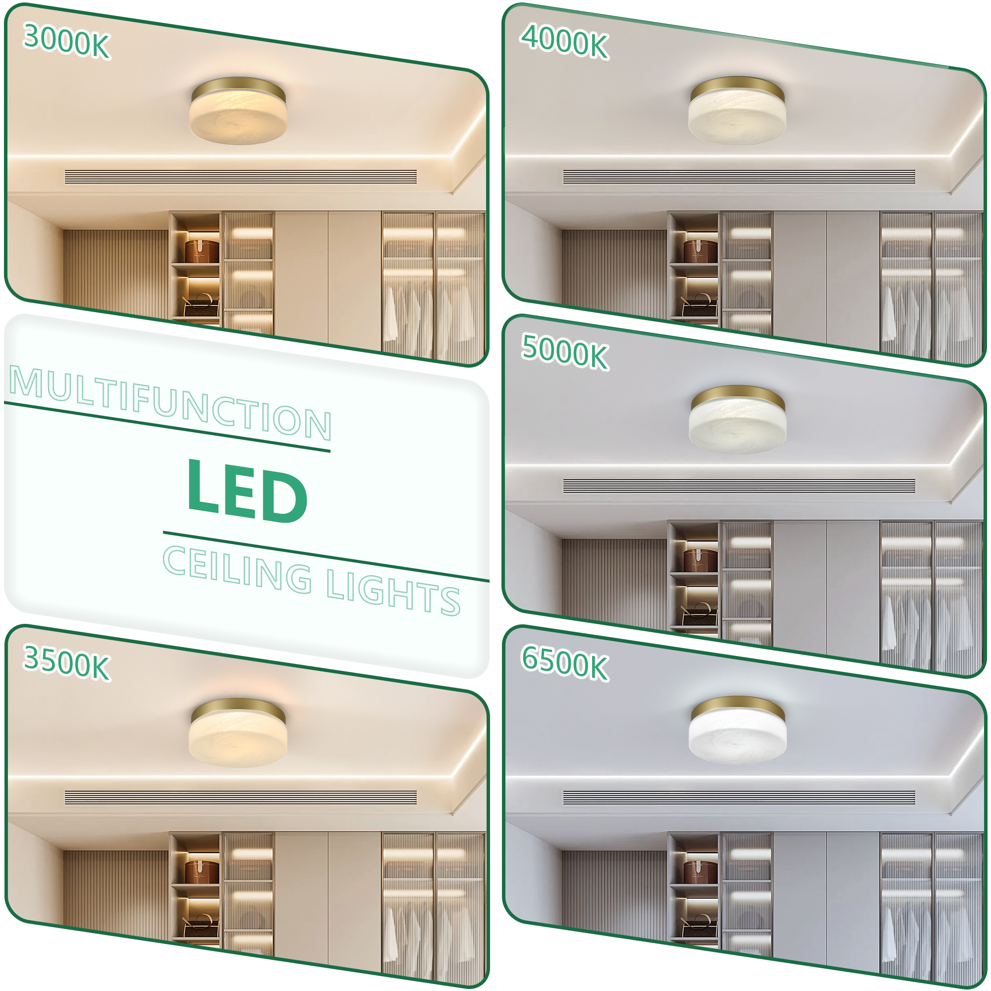 12 Inch LED Ceiling Light, 24W Flush Mount Ceiling Light,Round Low Profile Ceiling Lights for Bedroom, Living Room, Dining Room(Gold) - Image 4