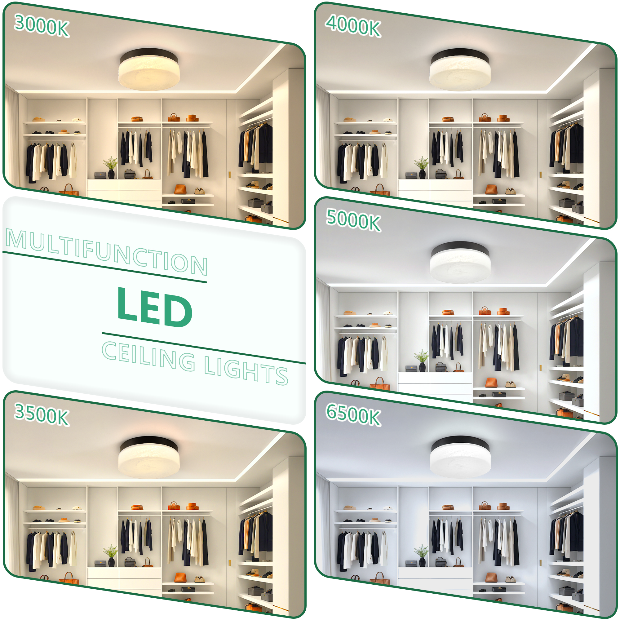 12 Inch LED Ceiling Light, 24W Flush Mount Ceiling Light,Round Low Profile Ceiling Lights for Bedroom, Living Room, Dining Room(Black) - Image 4