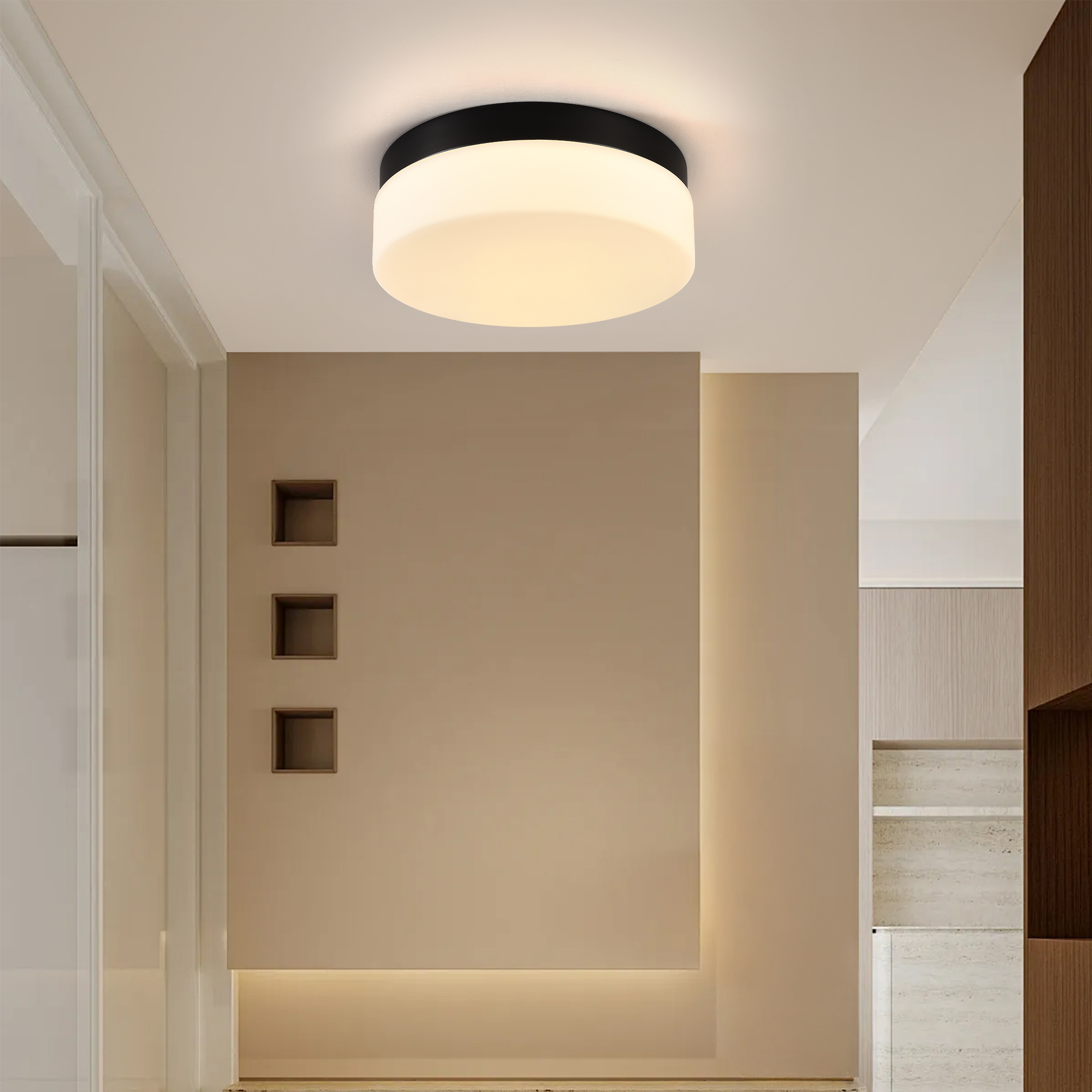 1 PACK LED Flush Mount Ceiling Light Fixture, Modern Kitchen Recessed Ceiling Lamp 24W 12 Inch Closet Round Surface for Bathroom Laundry Bedroom Hallway - Image 2