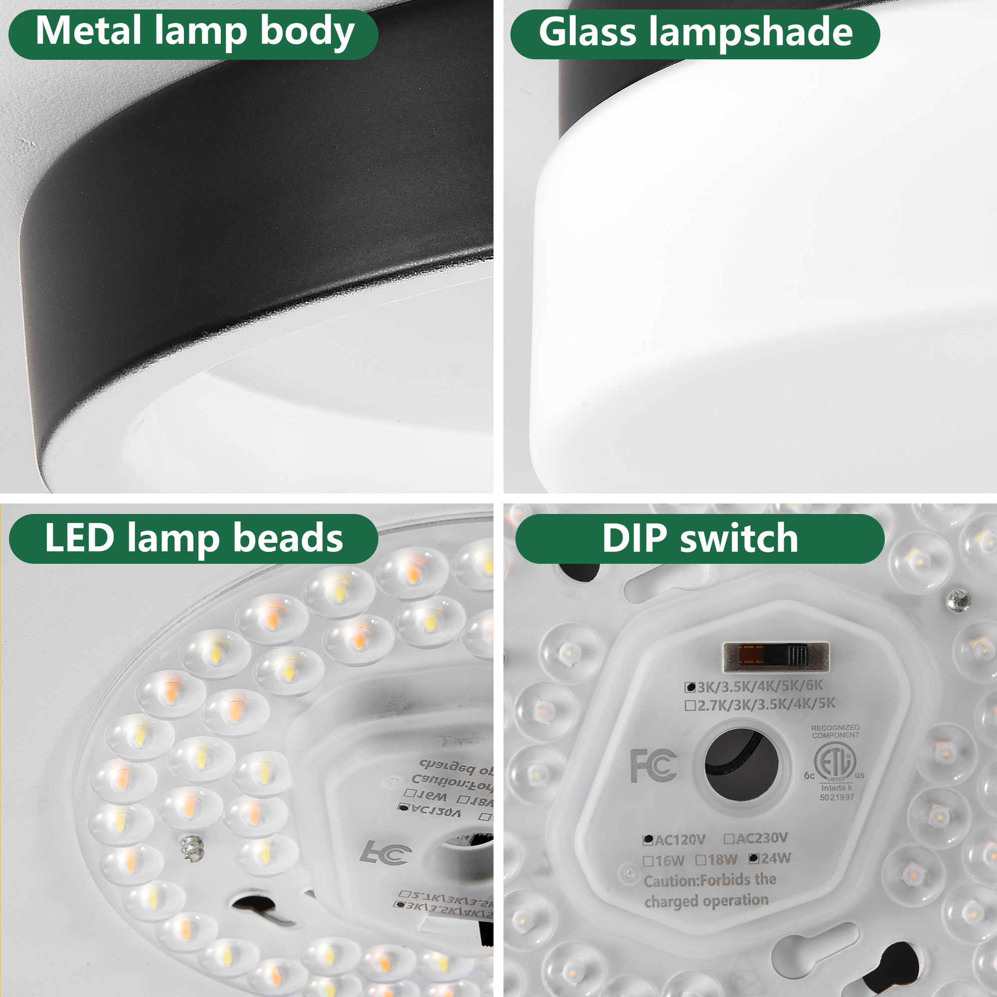 1 PACK LED Flush Mount Ceiling Light Fixture, Modern Kitchen Recessed Ceiling Lamp 24W 12 Inch Closet Round Surface for Bathroom Laundry Bedroom Hallway - Image 6