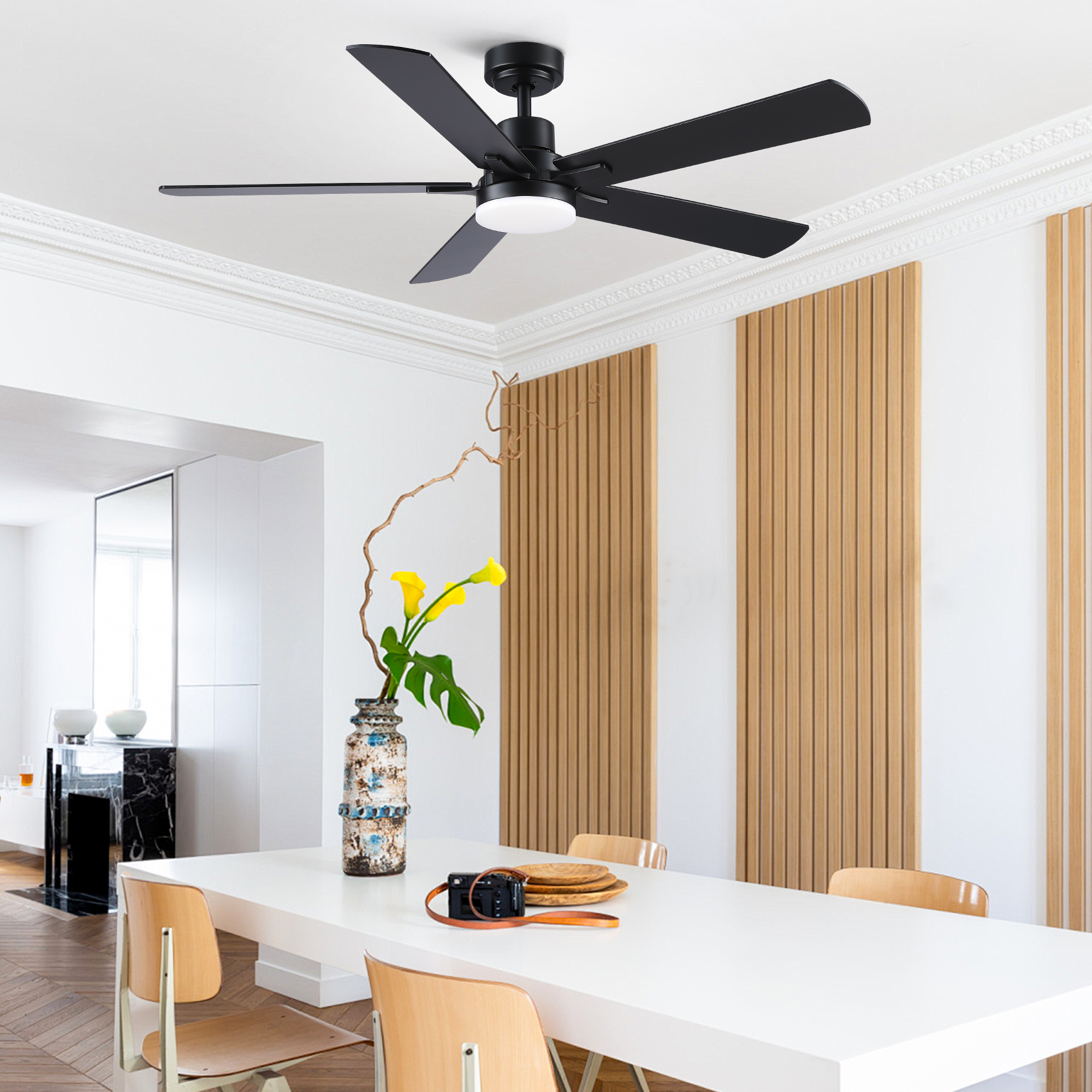 52" Black Lowe Profile Ceiling Fan with Light - Image 3
