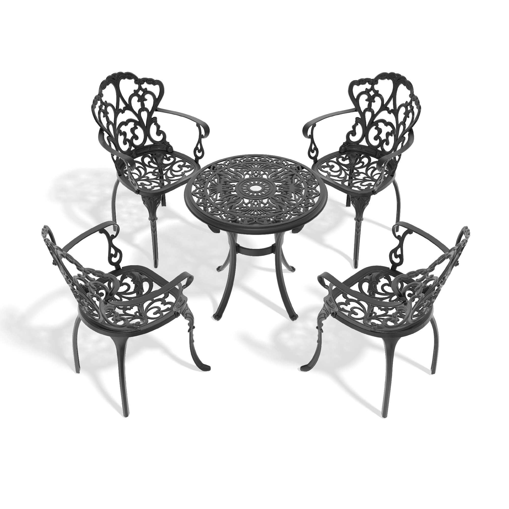 5-Piece Set Of Cast Aluminum Patio Furniture With Black Frame and Off-white Seat Cushions(same as W1710S00538) - Image 4