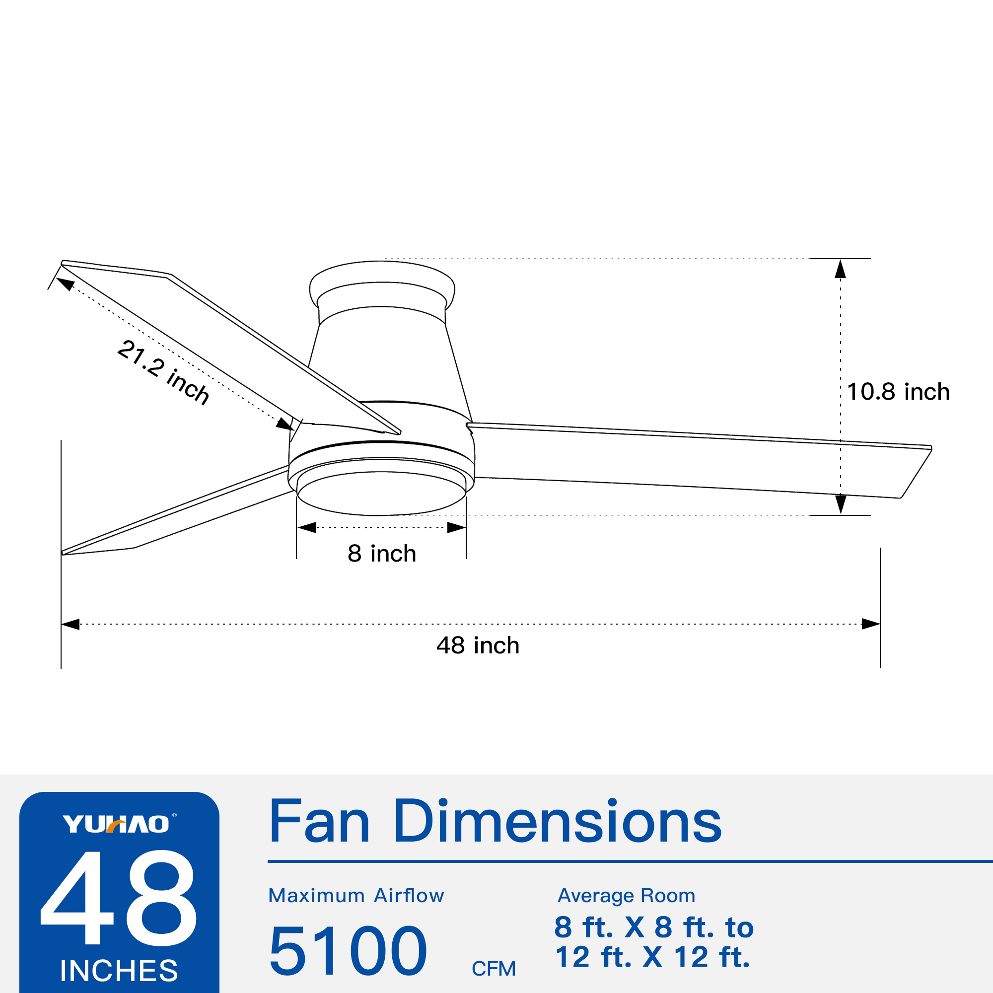 48" Bruched Nickel Lowe Profile Ceiling Fan with Light - Image 3
