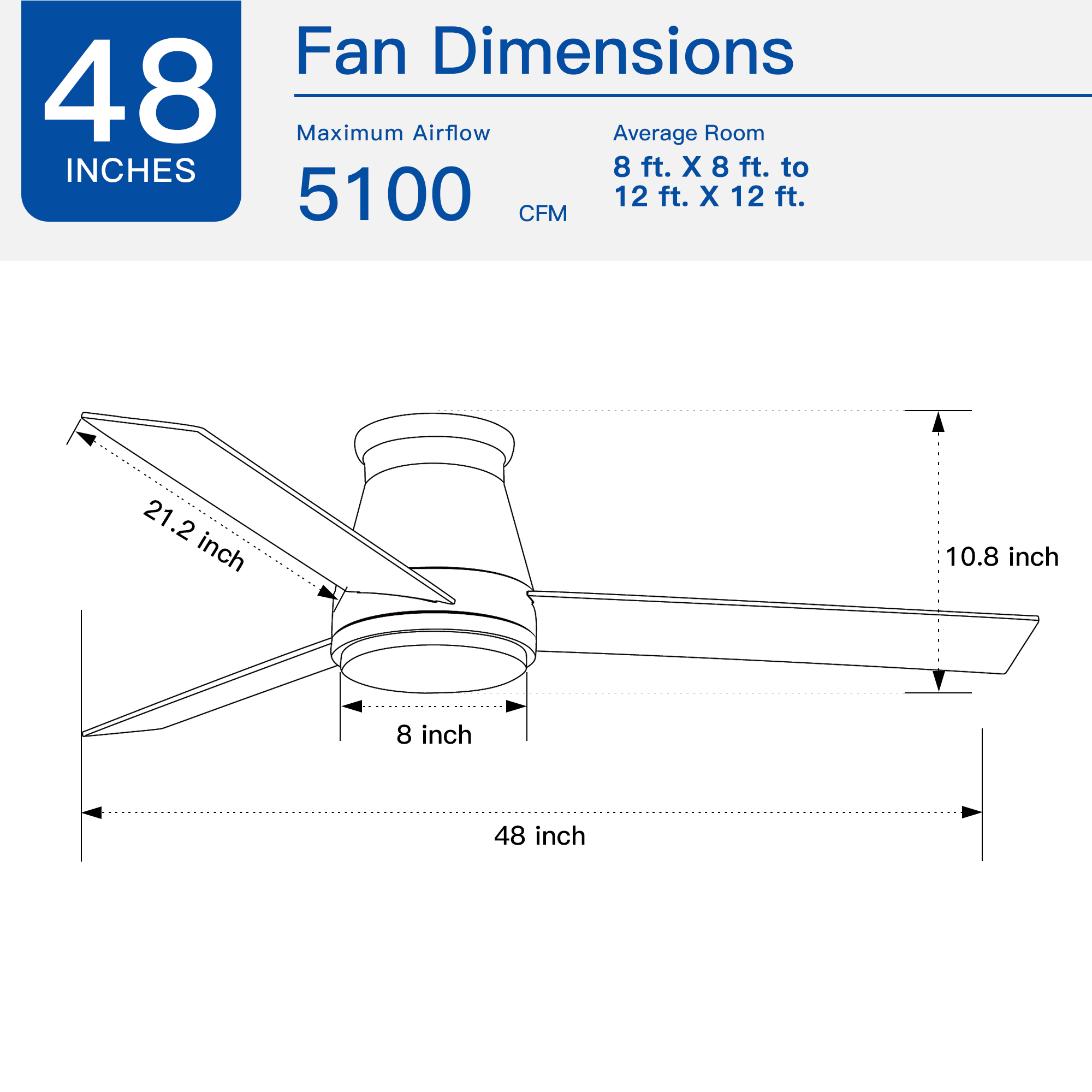 48" Bruched Nickel Lowe Profile Ceiling Fan with Light - Image 4