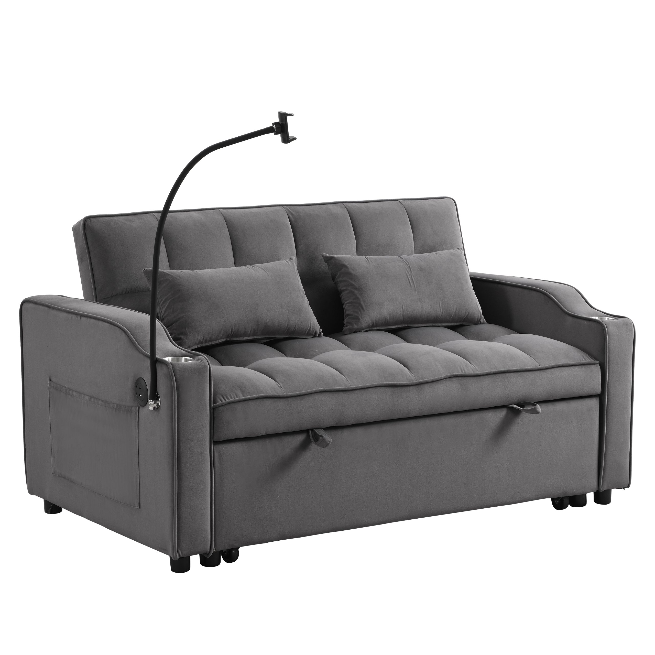 Sofa Bed with Trundle Dark Grey - Image 4