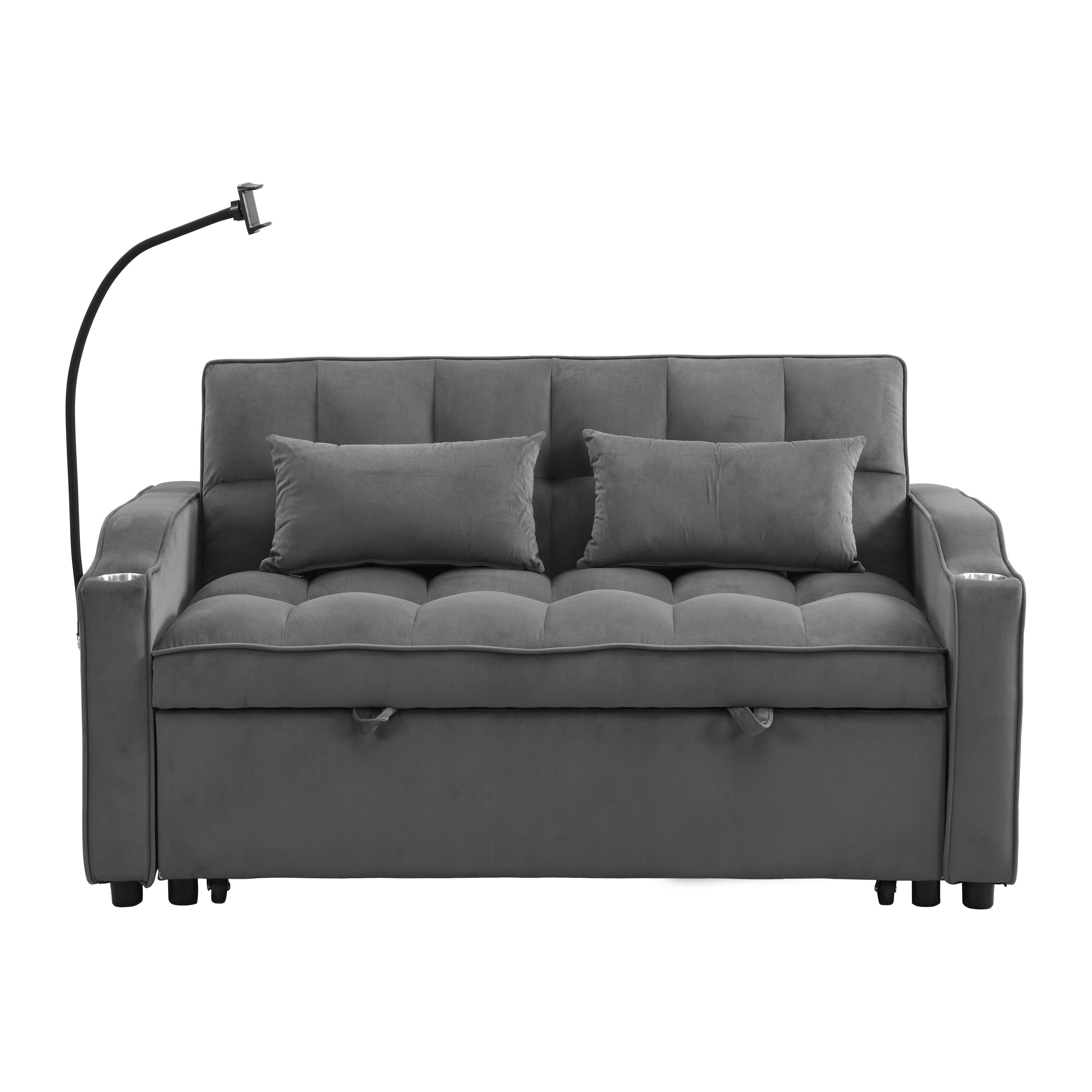 Sofa Bed with Trundle Dark Grey - Image 5