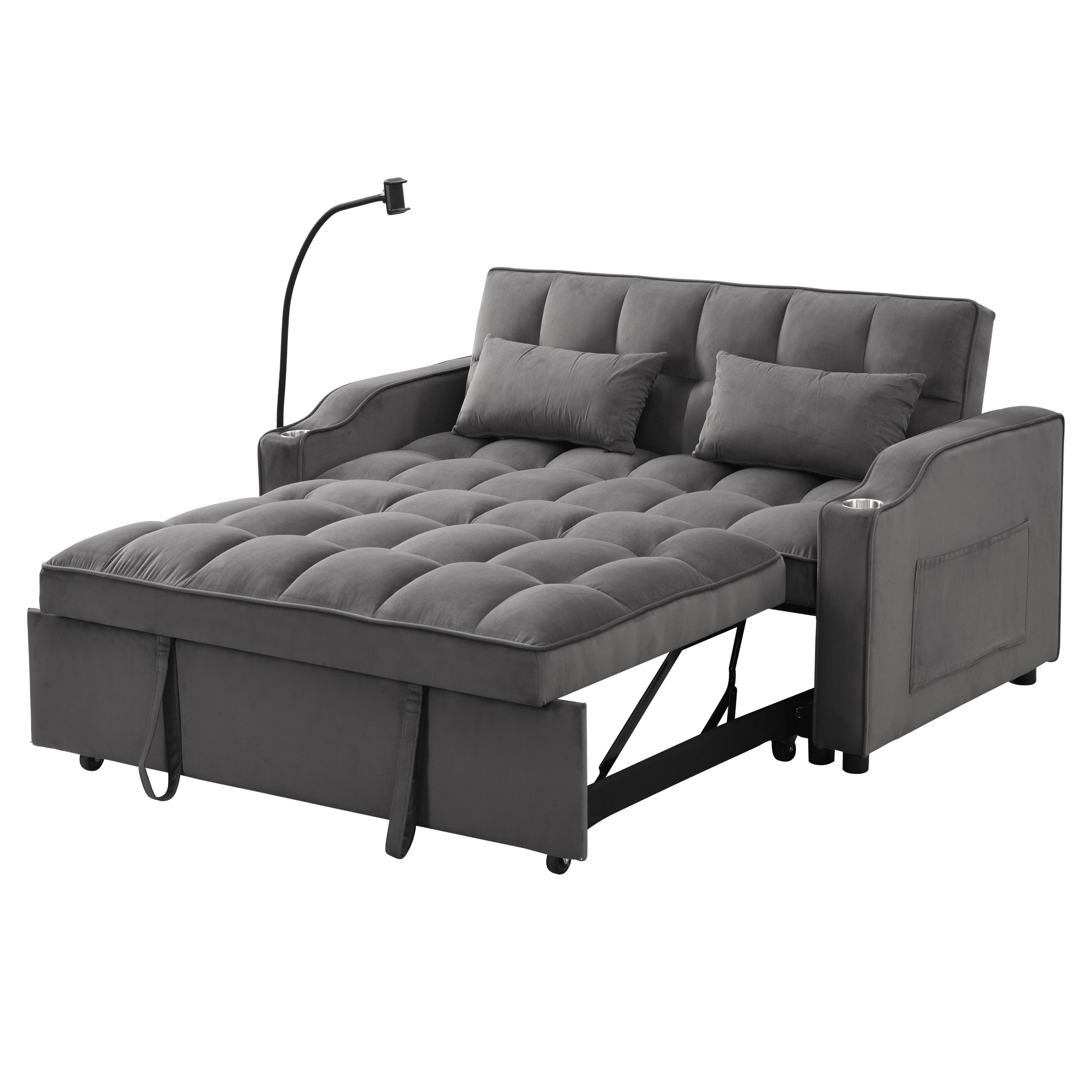 Sofa Bed with Trundle Dark Grey - Image 6