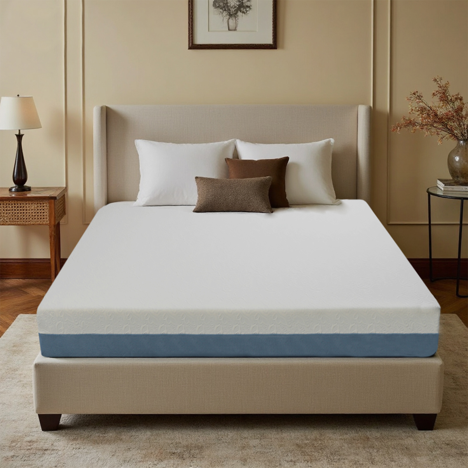 10-Inch King Mattress – Made in Japan Copper-Infused, Double-Perforated, 7-Zone, Adjustable Bed-Friendly, Blue-White Cover - Image 2