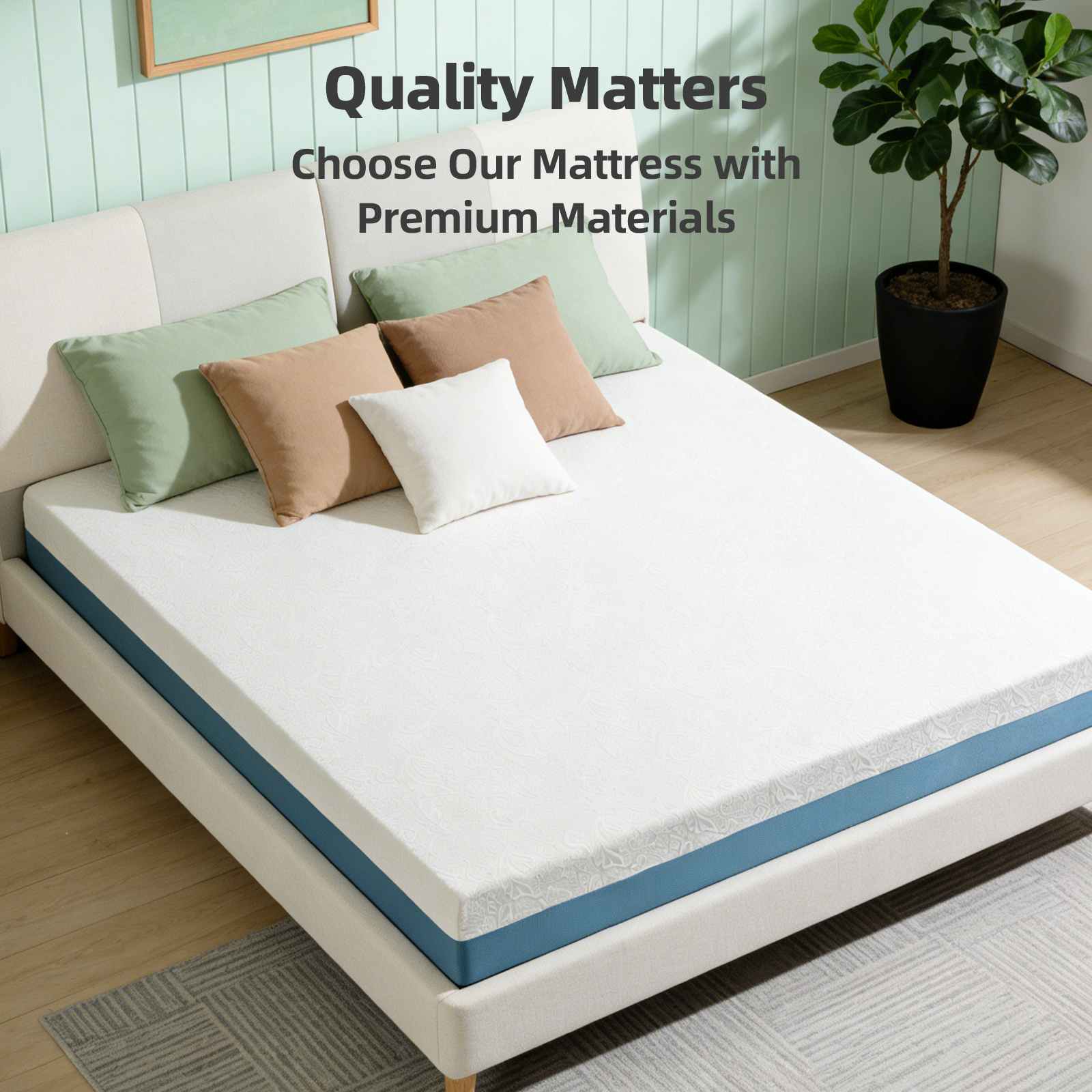 10-Inch King Mattress – Made in Japan Copper-Infused, Double-Perforated, 7-Zone, Adjustable Bed-Friendly, Blue-White Cover - Image 3