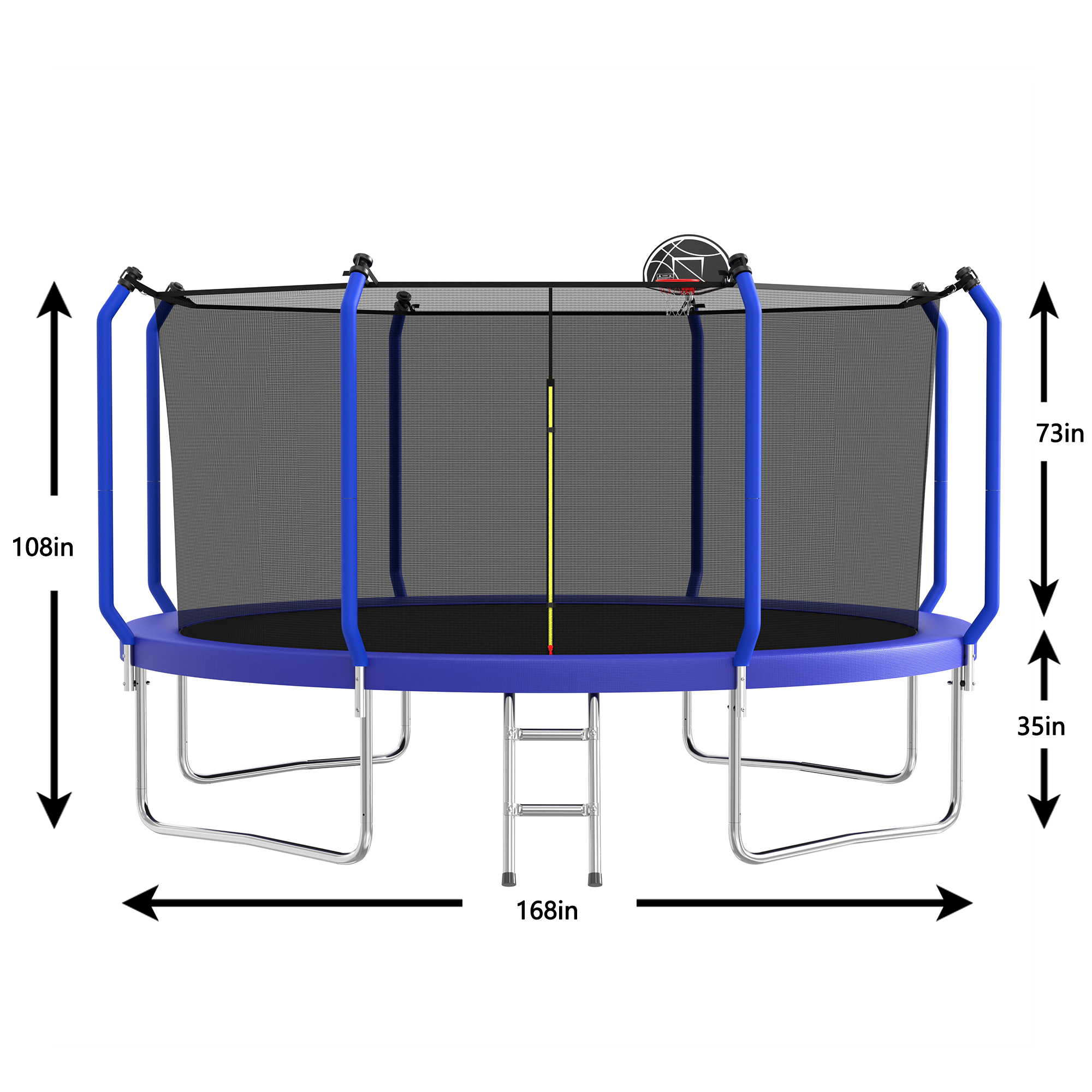 14FT Trampoline with Basketball Hoop, ASTM Approved Reinforced Type Outdoor Trampoline with Enclosure Net - Image 5