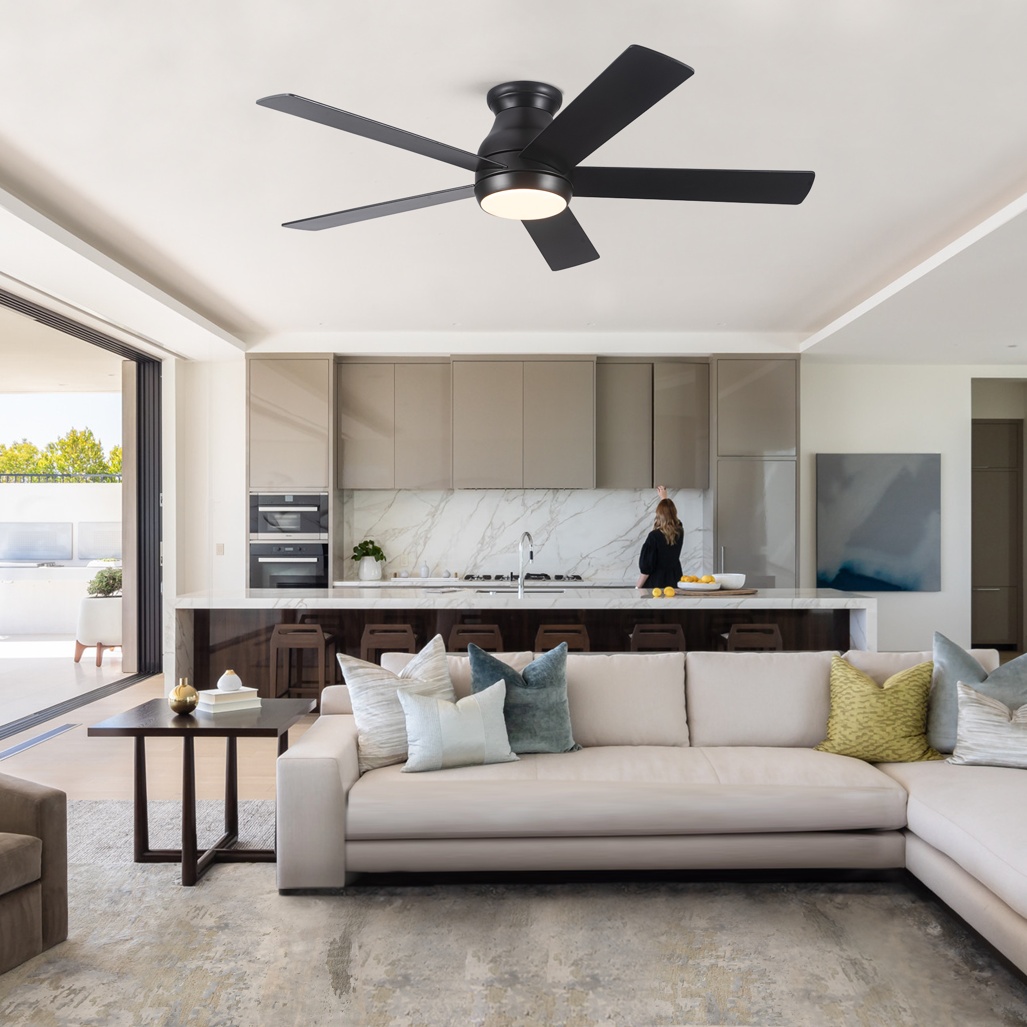 52" Low Profile Ceiling Fan with Lights - Image 2