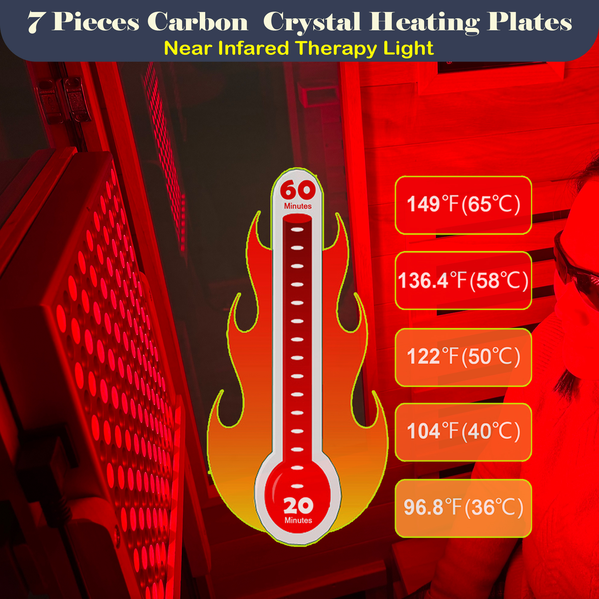 Far infrared sauna front door with red light therapy Low EMFwooden sauna room - Image 5