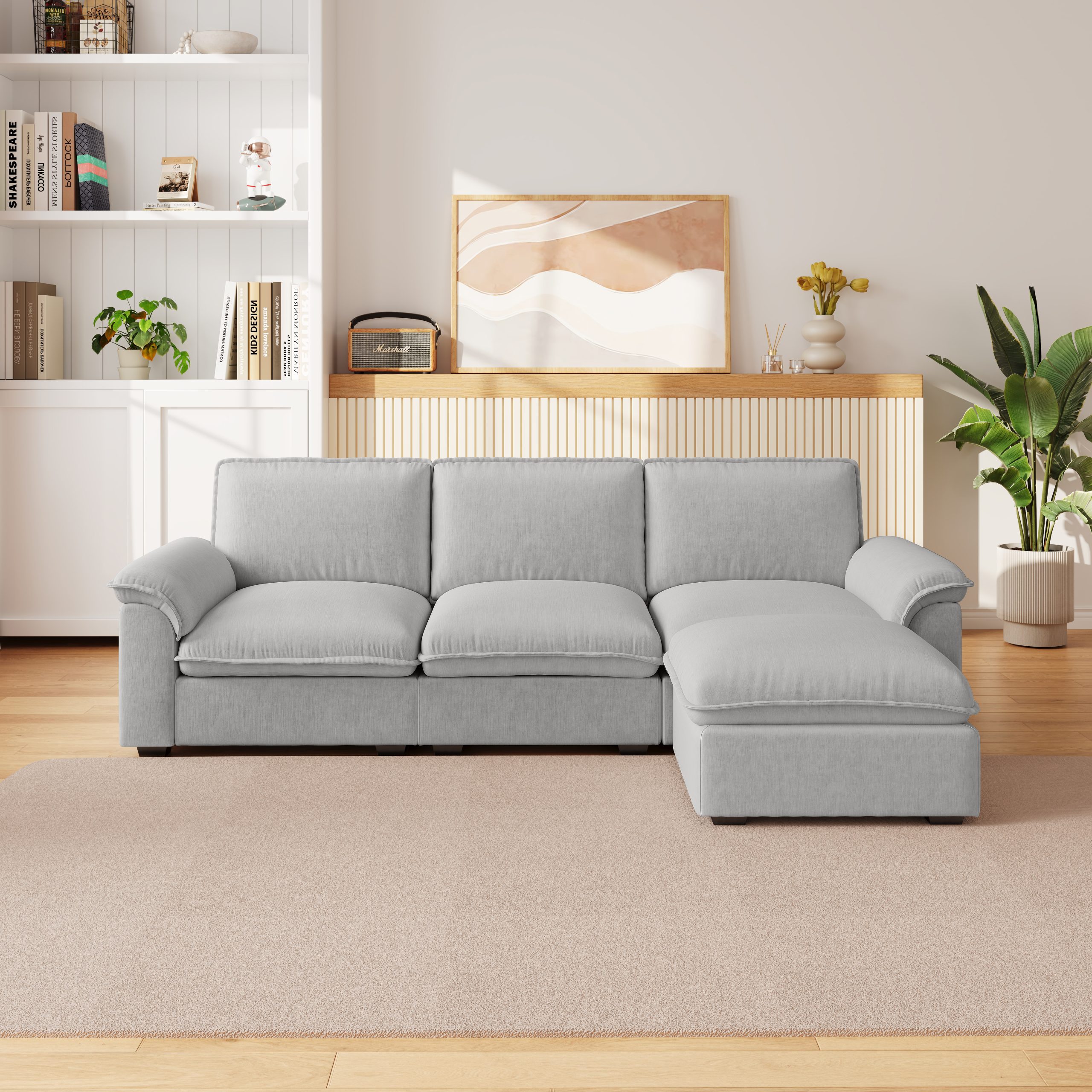 Cloud Couch Sectional for Living Room L Shaped Couch Modular Sectional Sofa Chenille Fabric for Apartment - Image 2