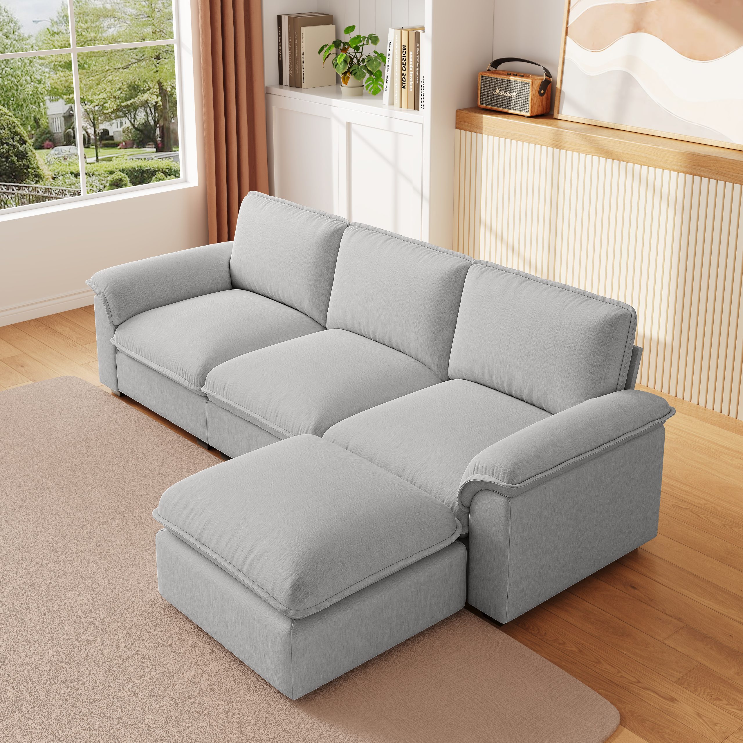 Cloud Couch Sectional for Living Room L Shaped Couch Modular Sectional Sofa Chenille Fabric for Apartment - Image 3