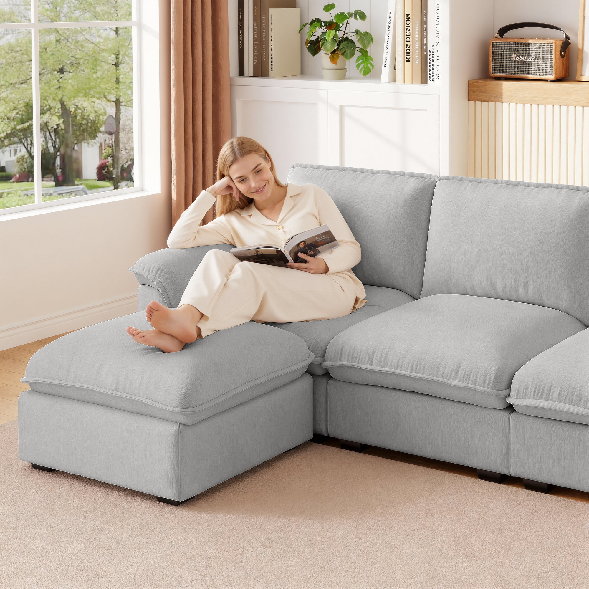 Cloud Couch Sectional for Living Room L Shaped Couch Modular Sectional Sofa Chenille Fabric for Apartment - Image 5