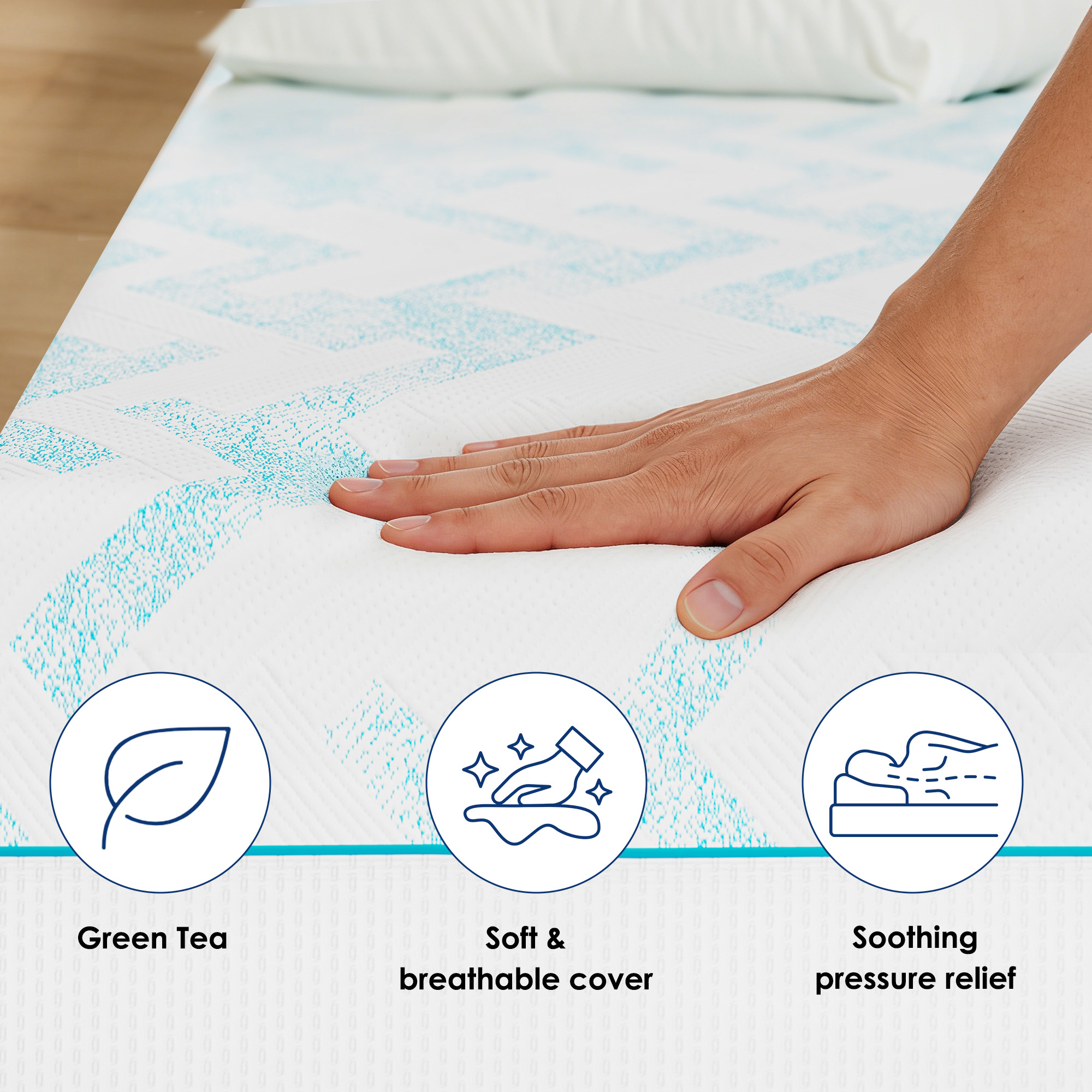 10-inch RV Latex Memory Foam Mattress, short king size, large format, free of glass fibers, medium hardness texture, breathable memory foam. - Image 3