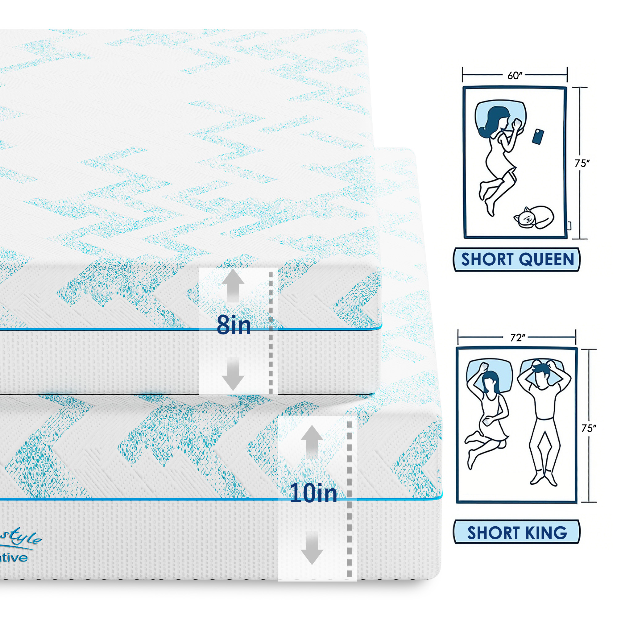 10-inch RV Latex Memory Foam Mattress, short king size, large format, free of glass fibers, medium hardness texture, breathable memory foam. - Image 6