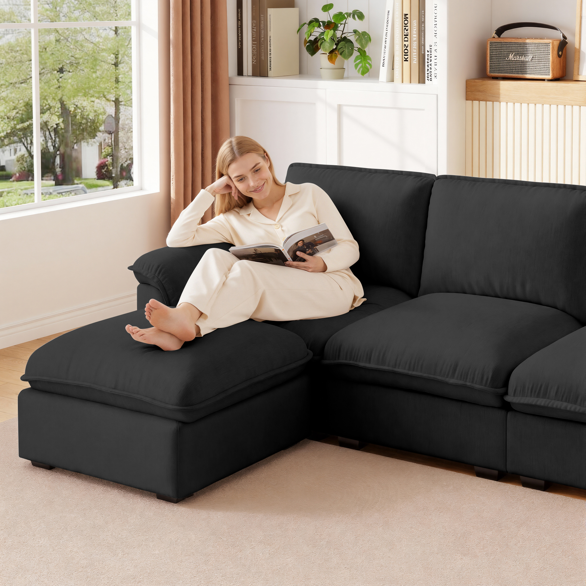 Cloud Couch Sectional for Living Room L Shaped Couch Modular Sectional Sofa Chenille Fabric for Apartment - Image 5
