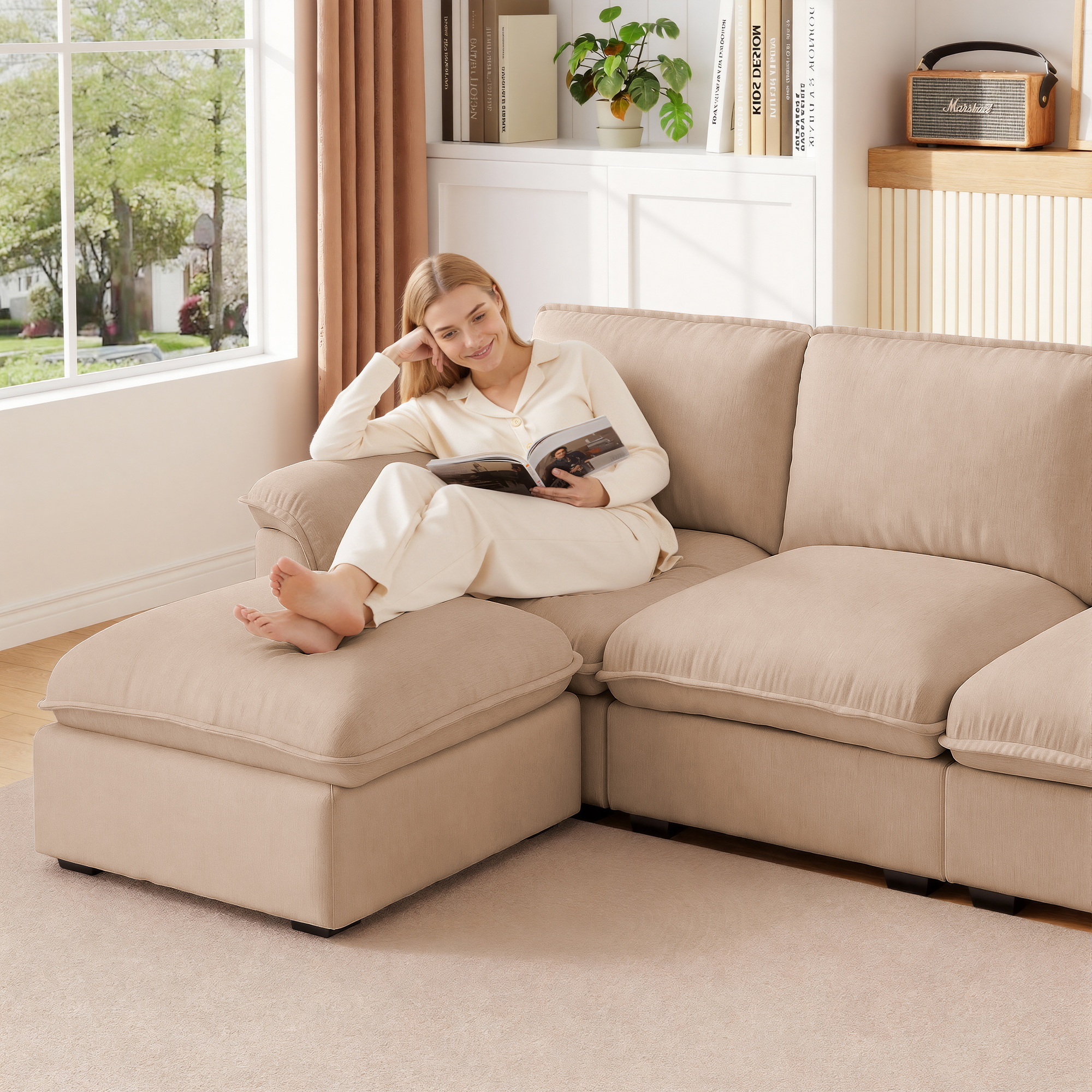Cloud Couch Sectional for Living Room L Shaped Couch Modular Sectional Sofa Chenille Fabric for Apartment - Image 5