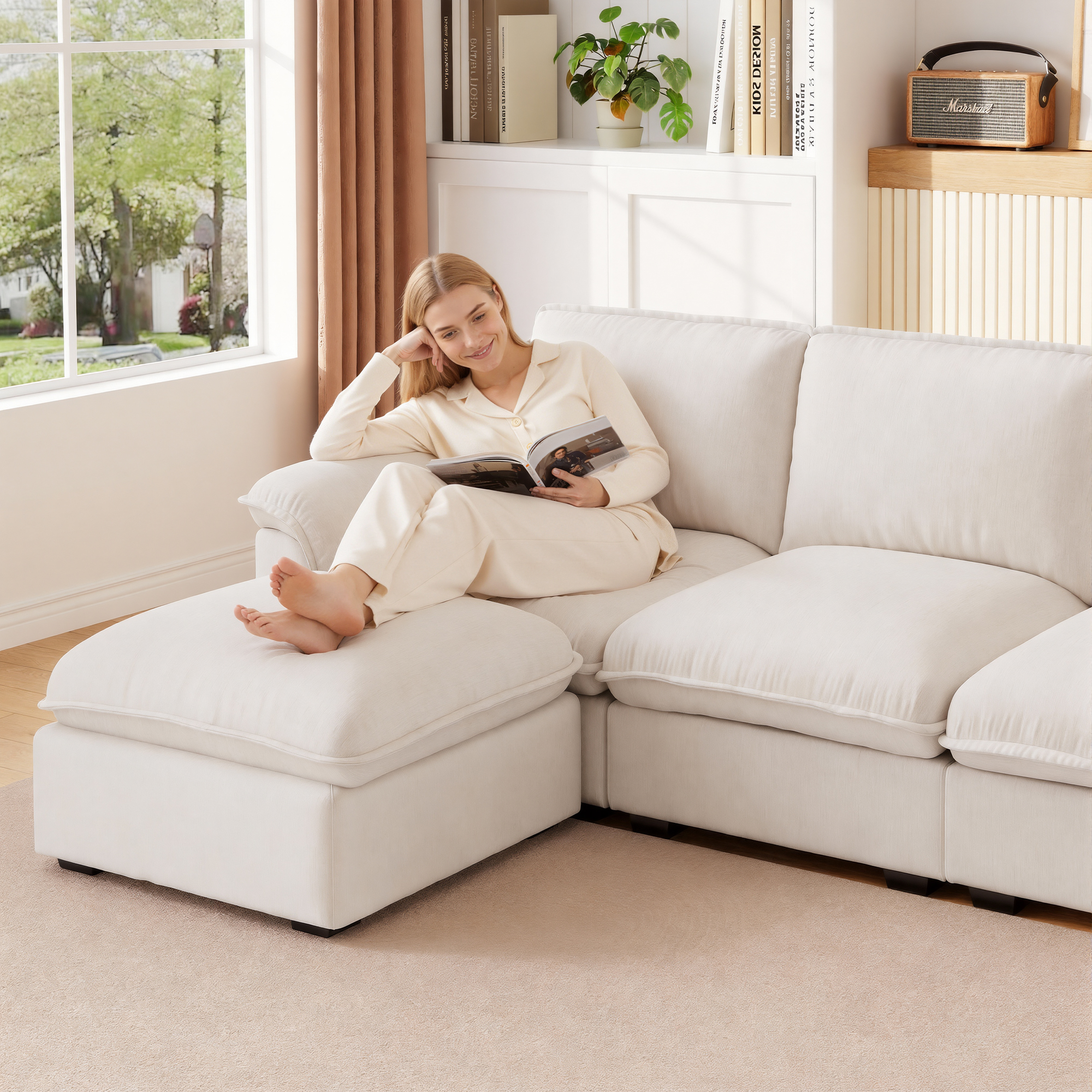 Cloud Couch Sectional for Living Room L Shaped Couch Modular Sectional Sofa Chenille Fabric for Apartment - Image 5