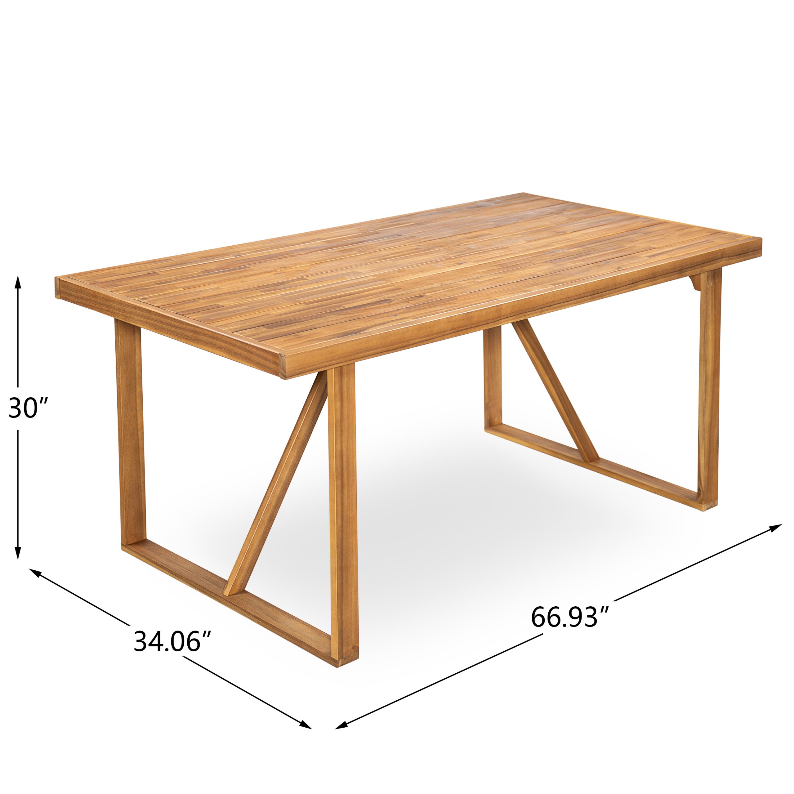 67" Acacia Wood Outdoor Dining Table , Ideal for Patio & Garden Gatherings, Teak Finish - Image 4
