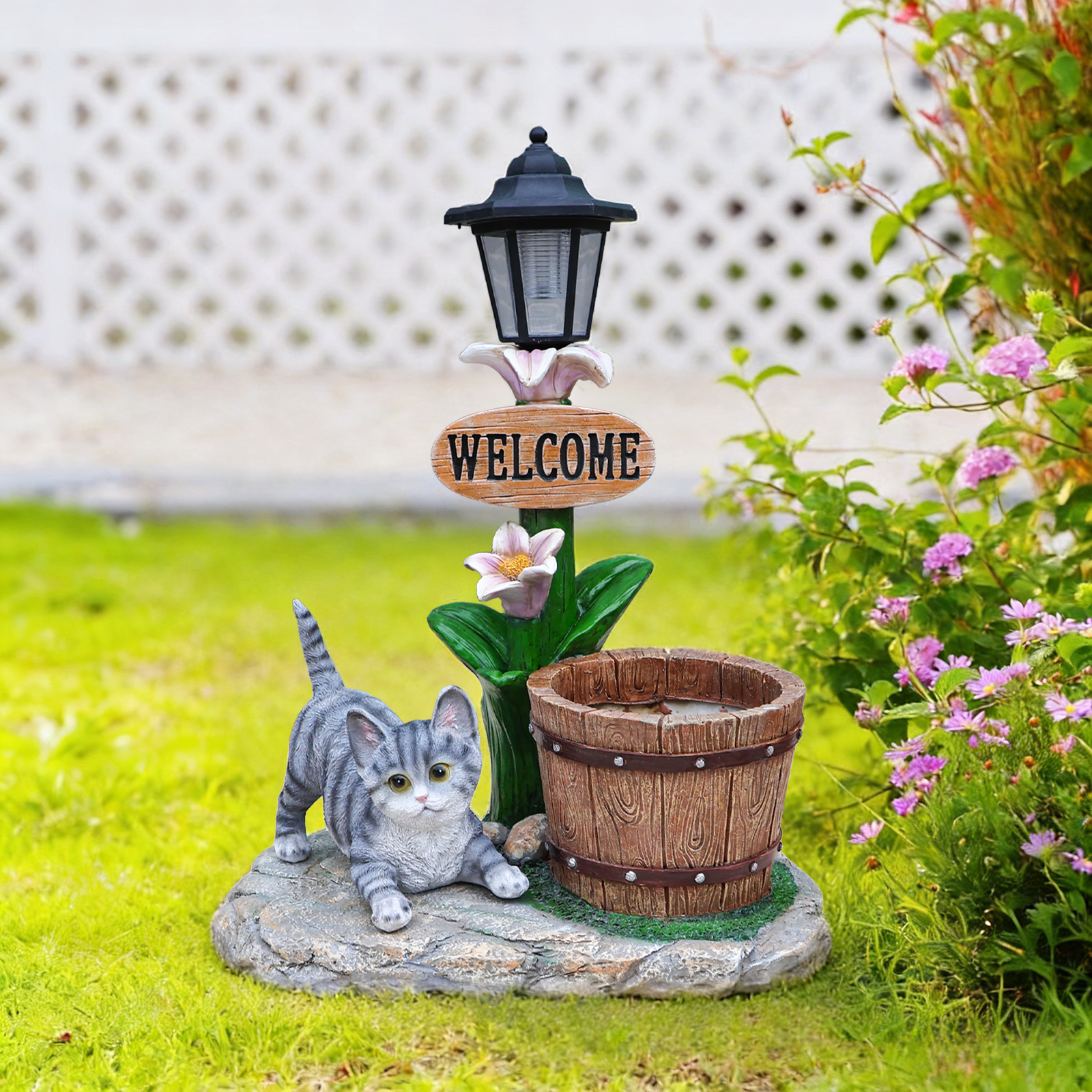 Lying Cat Solar Planter Garden Decor - Image 4