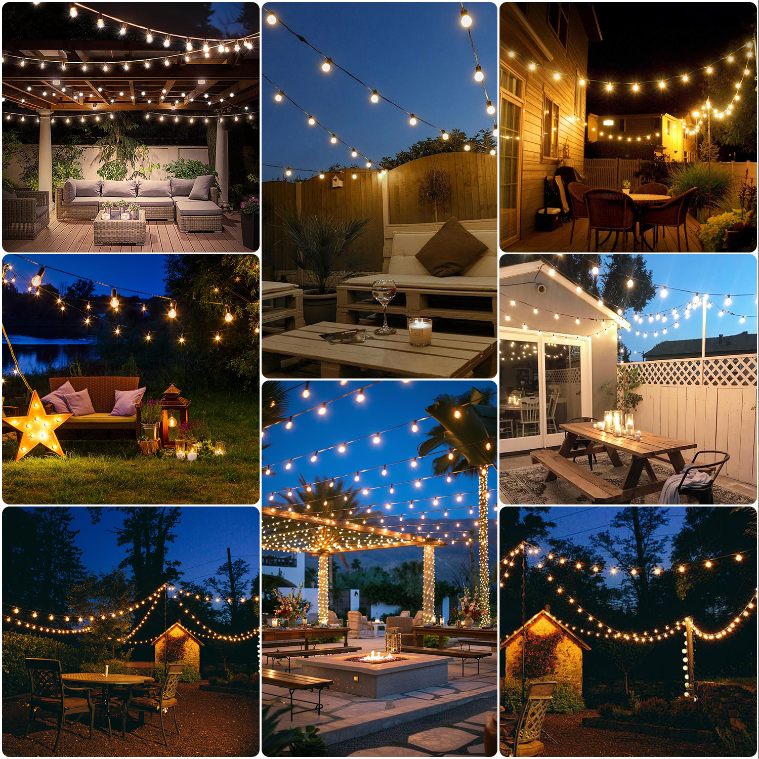 197FT LED Outdoor String Lights, Plug-in Waterproof Patio Lights with 100 Shatterproof Bulbs, Warm White Outdoor Hanging Light Decor for Backyard Deck Garden Bistro Porch Party - Image 5
