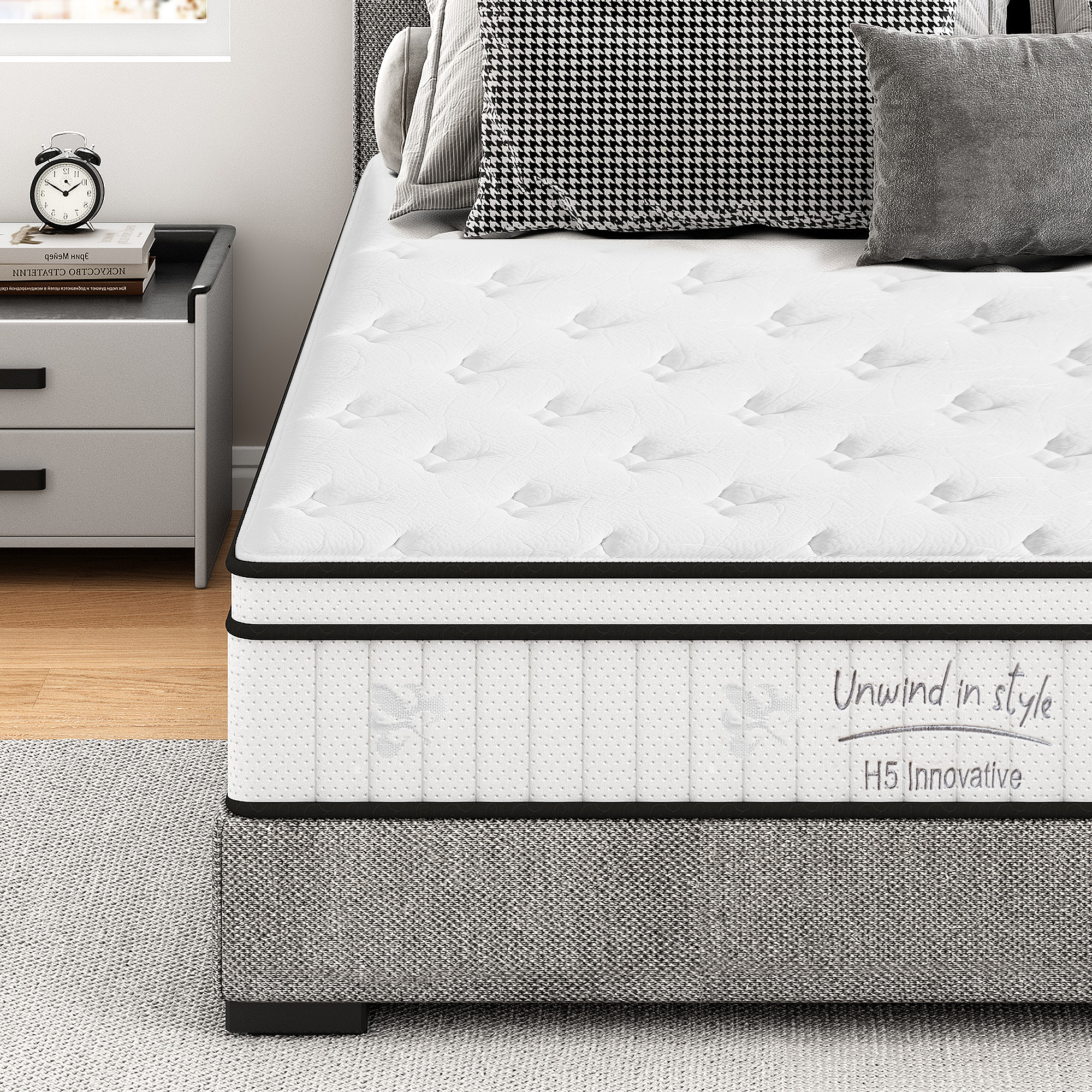 Queen Size Mattress,12 Inch Hybrid Mattress, Individually Pocketed Innerspring, Medium Firm - Image 4