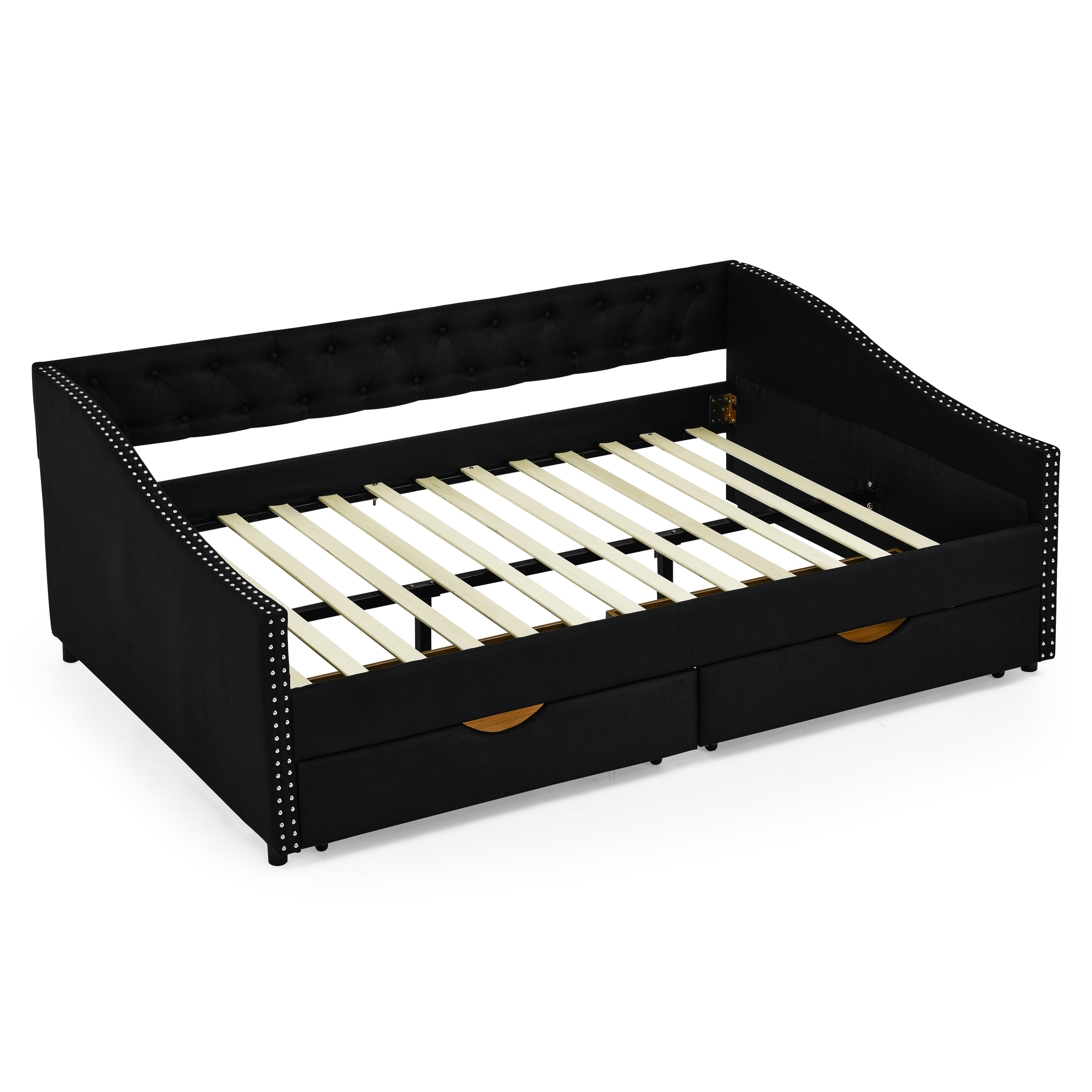 Full Size Daybed with Drawers Upholstered Tufted Sofa Bed, with Button on Back and Copper Nail on Waved Shape Arms (80.5''x55.5''x27.5'') (OLD SKU: W1413S00031) - Image 6