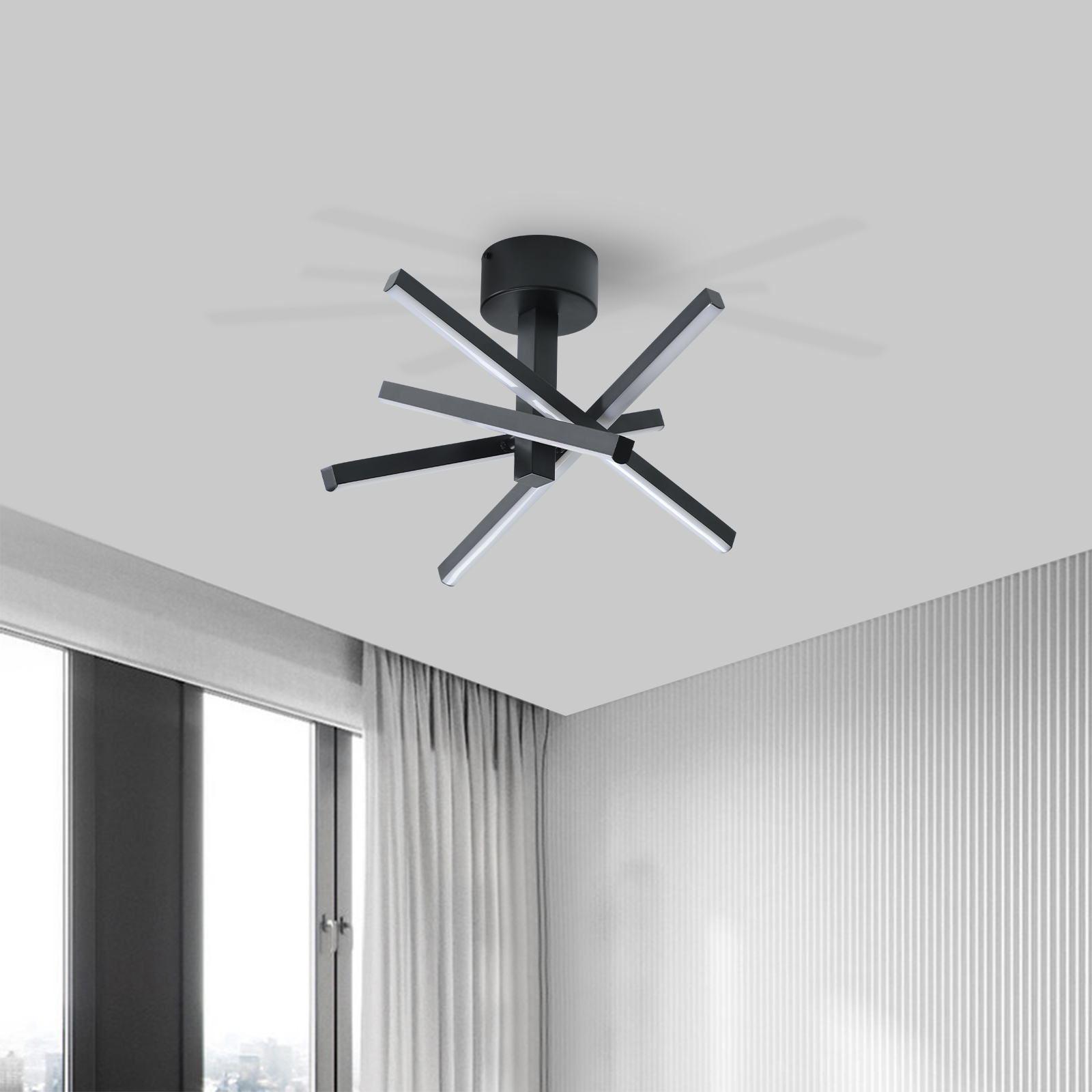 12 Inch Modern LED Ceiling Light, Geometric Starburst Design with Black Finish for Living Room, Bedroom, and Hallways - Image 5
