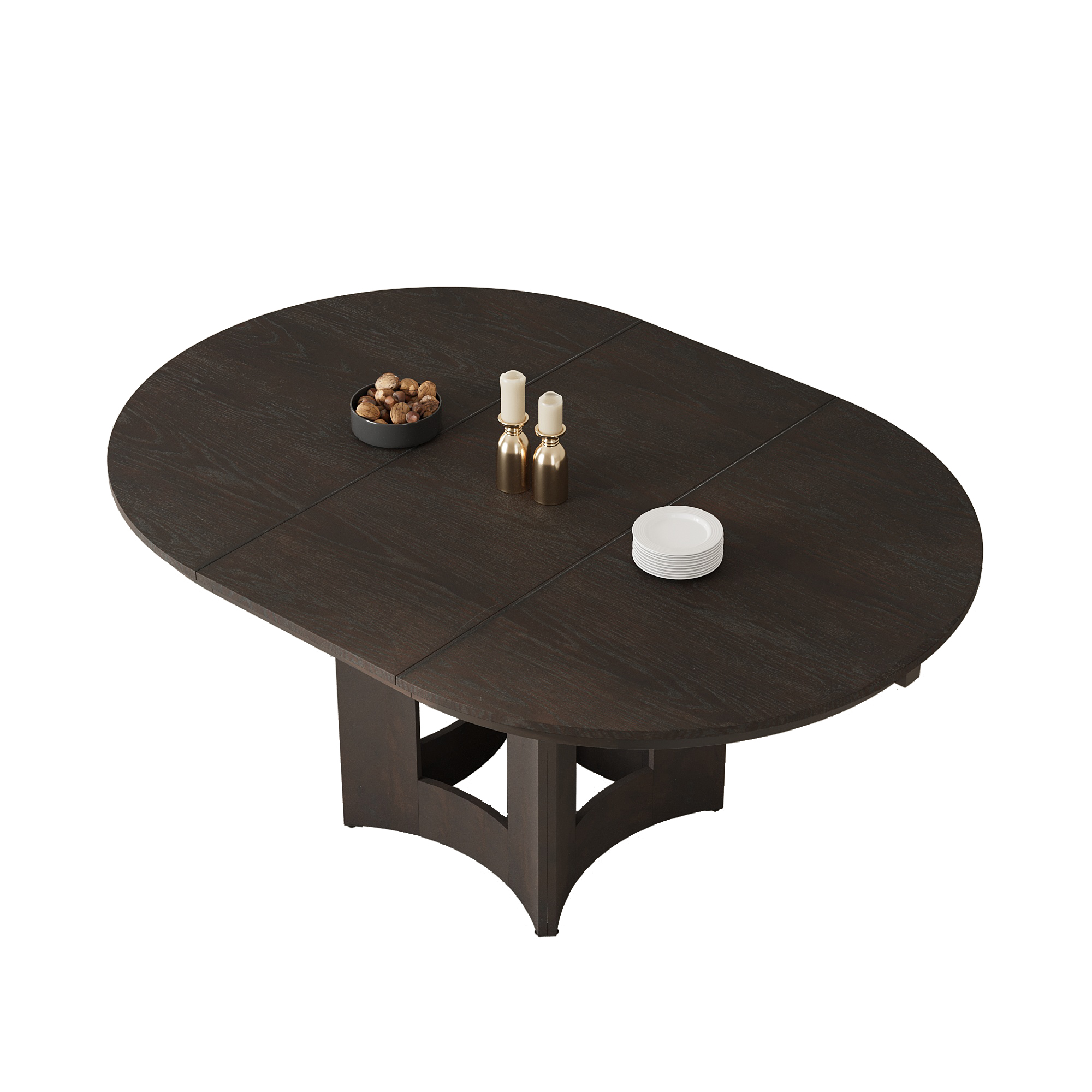 TOPMAX Farmhouse Extendable Round Dining Table with 16inch Removable Leaf for Small Places, Espresso - Image 6