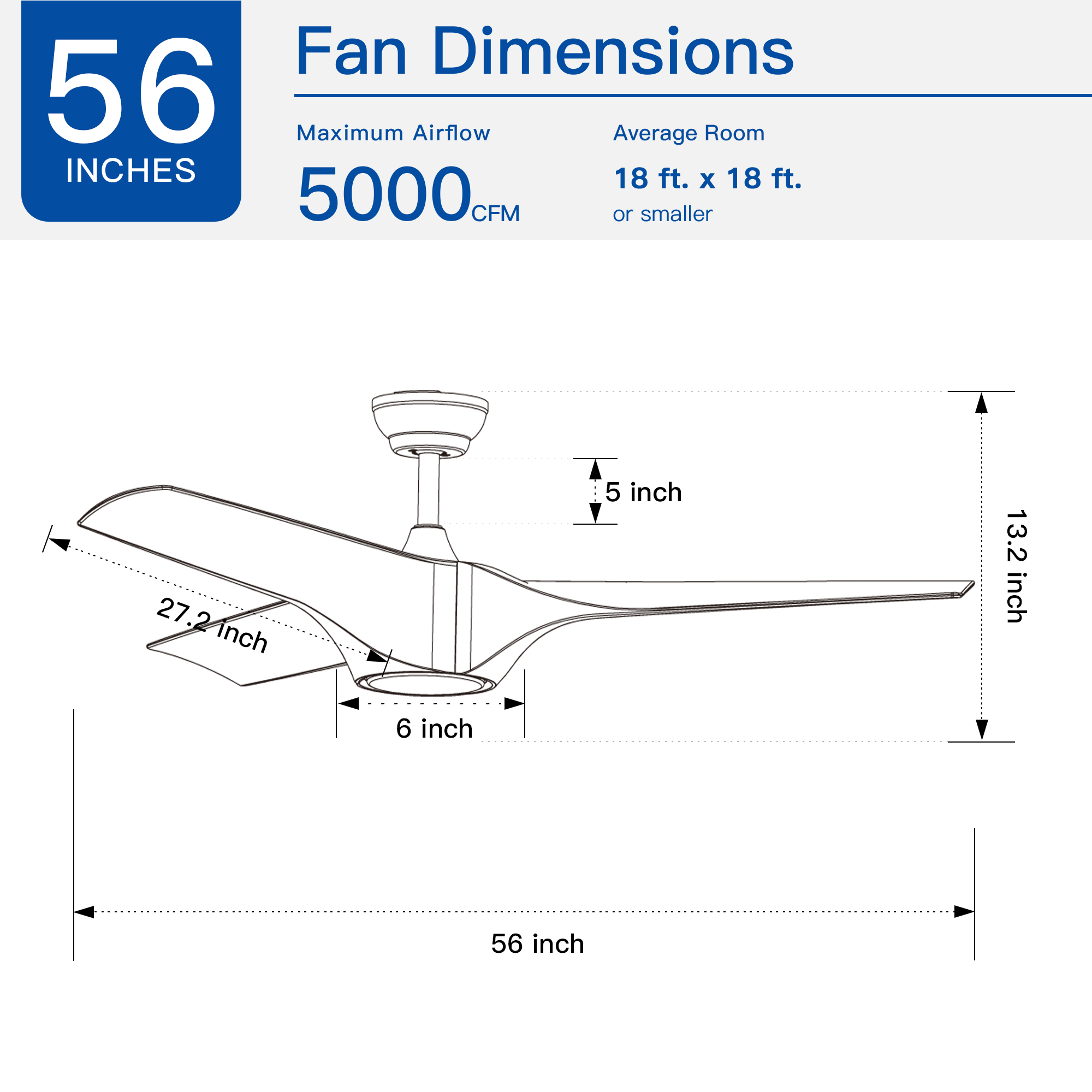 56 In.Intergrated LED Ceiling Fan with Brown Wood Grain ABS Blade - Image 5