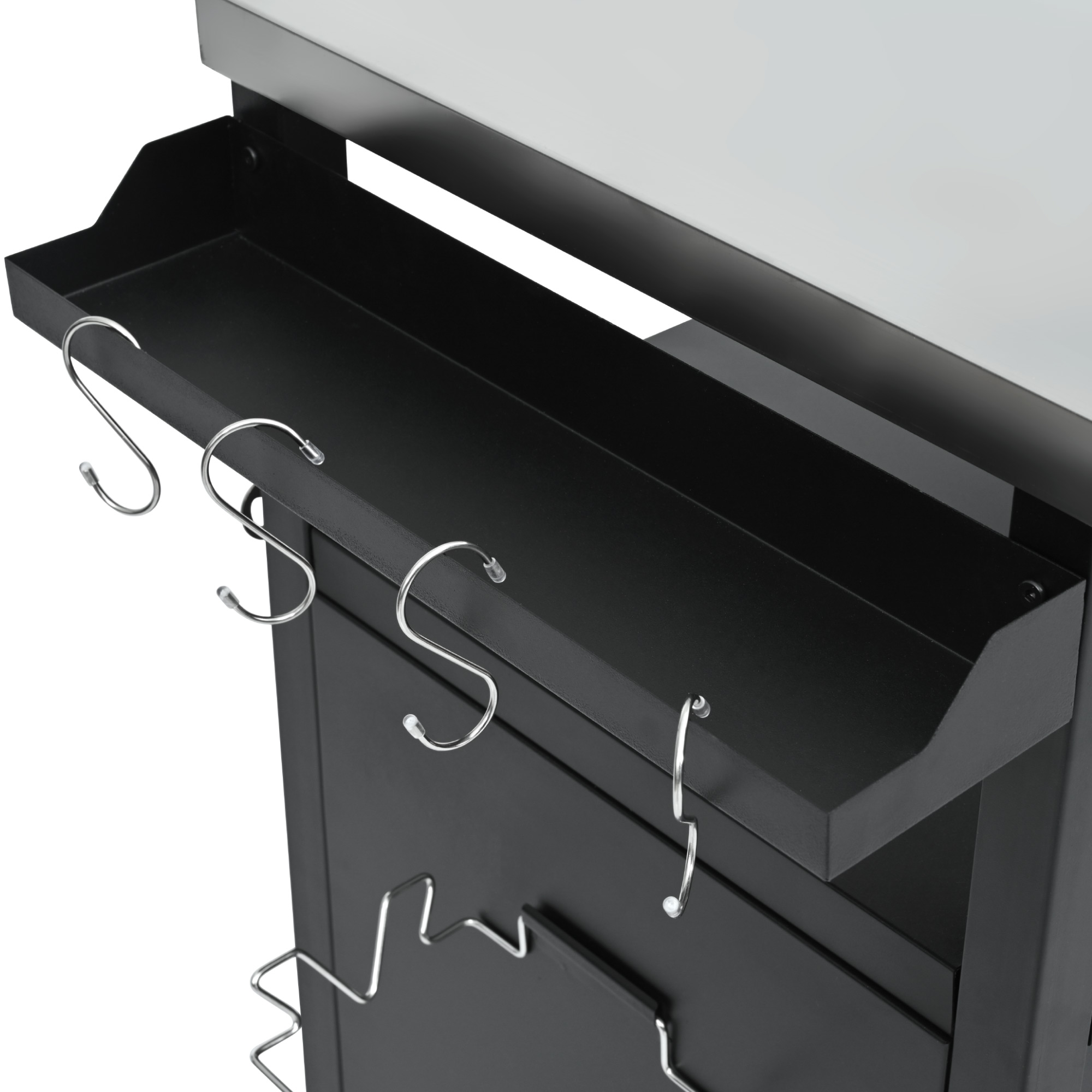 K&K 54.5" Outdoor Kitchen Island with Stainless Steel Tabletop, Metal Grill Cart Table with Storage Cabinet, Spice Rack and Towel Rack, Outdoor Bar Cart with 4 Lockable Wheels for Outside BBQ - Image 4