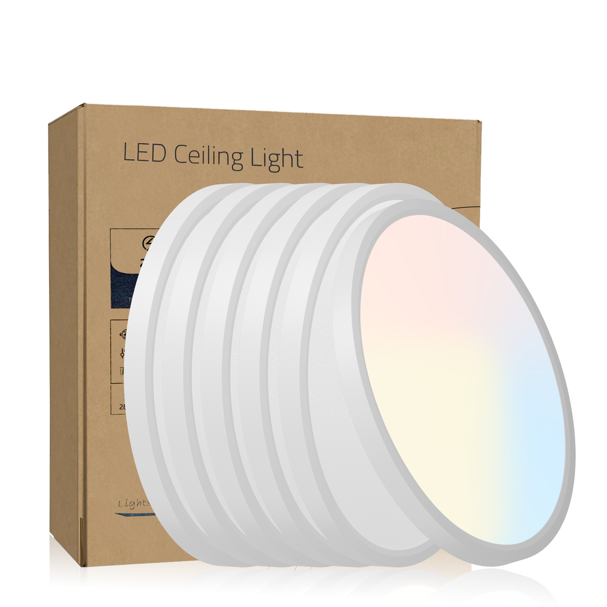 6PK 12 in. LED Flush Mount Ceiling Light Fixture – 2880 Lumens, 5 CCT 2700K/3500K/40000K/5000K/6500K, Round Color Selectable Panel Light, Dimmable, Suitable for Bathroom or Shower