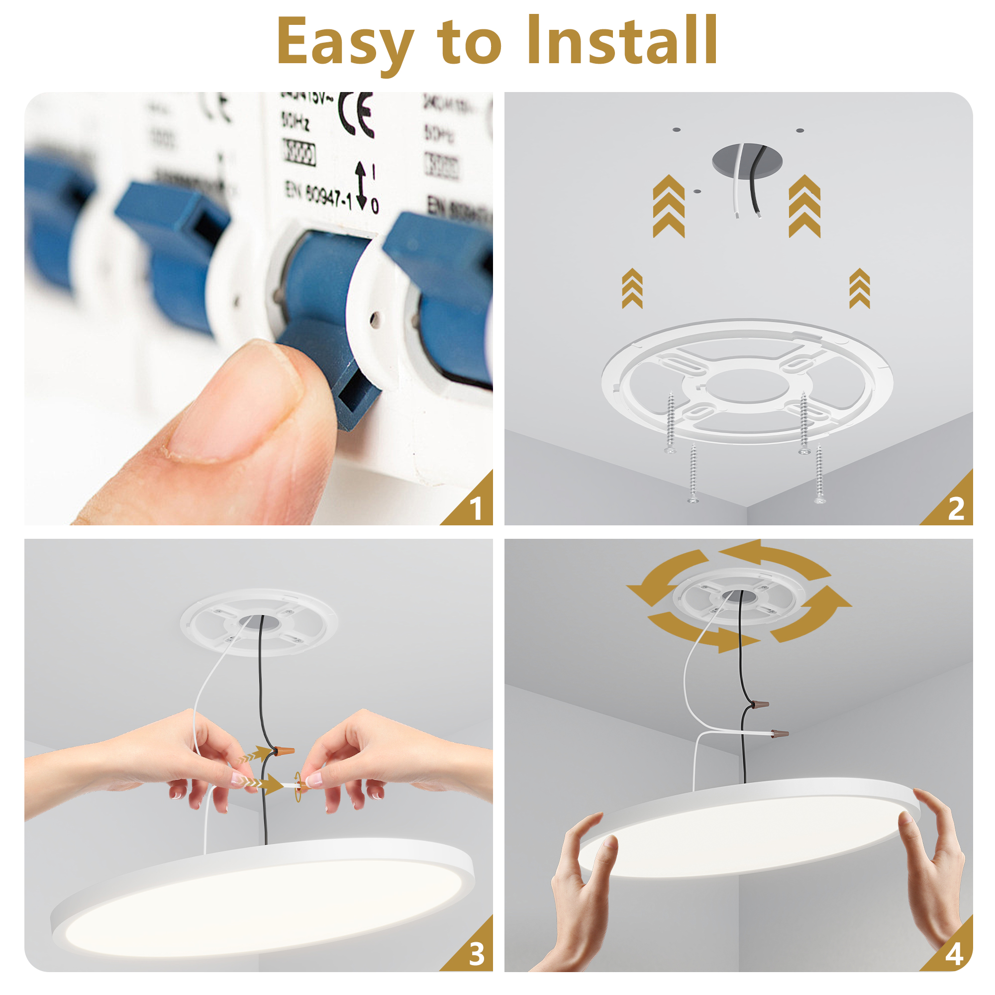 6PK 12 in. LED Flush Mount Ceiling Light Fixture - 2880 Lumens, 5 CCT 2700K/3500K/40000K/5000K/6500K, Round Color Selectable Panel Light, Dimmable, Suitable for Bathroom or Shower - Image 6