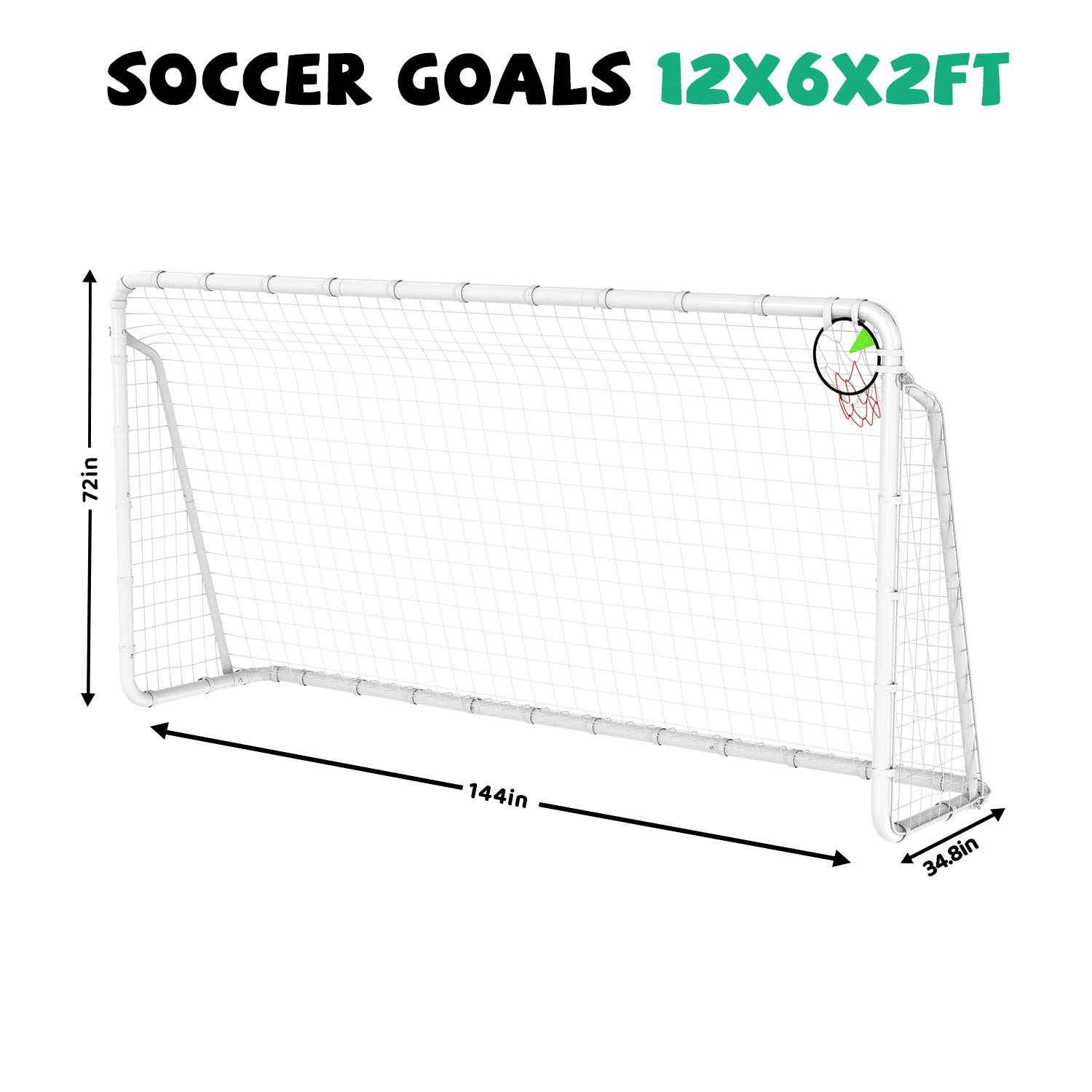 6X12FT Soccer Goal for Backyard Kids Portable Soccer Net with High-Strength Nets - Image 3