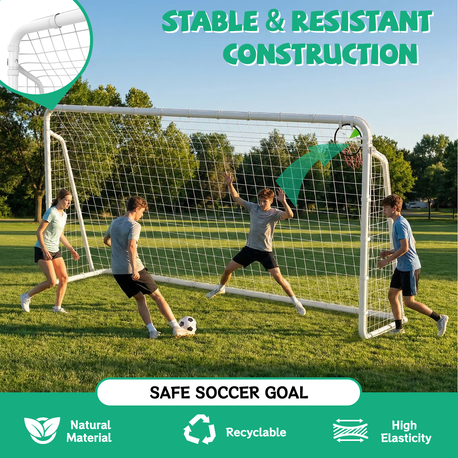 6X12FT Soccer Goal for Backyard Kids Portable Soccer Net with High-Strength Nets - Image 4