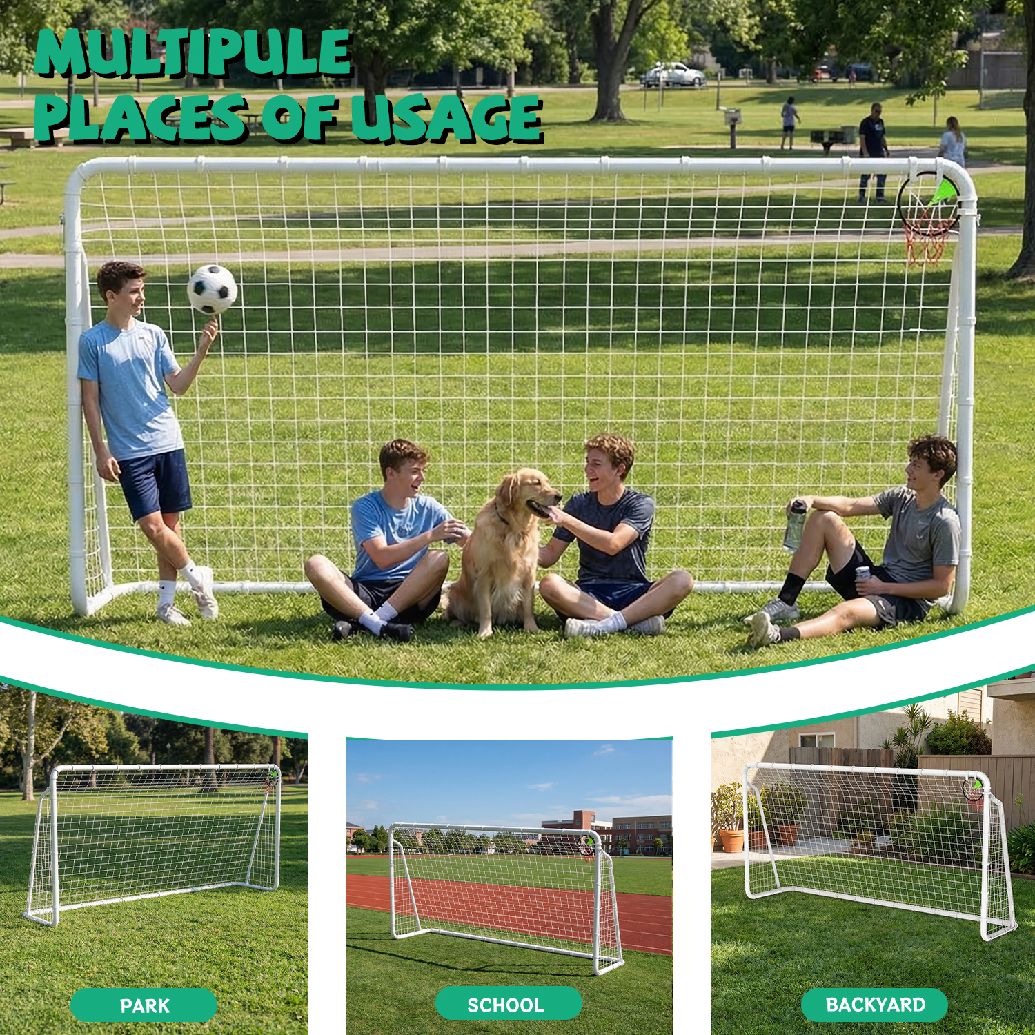 6X12FT Soccer Goal for Backyard Kids Portable Soccer Net with High-Strength Nets - Image 6