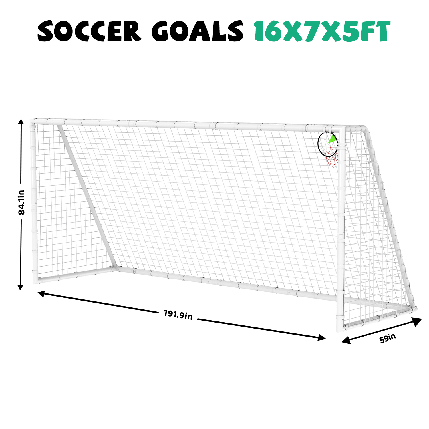 7X16FT Soccer Goal for Backyard Kids Portable Soccer Net with High-Strength Nets - Image 2