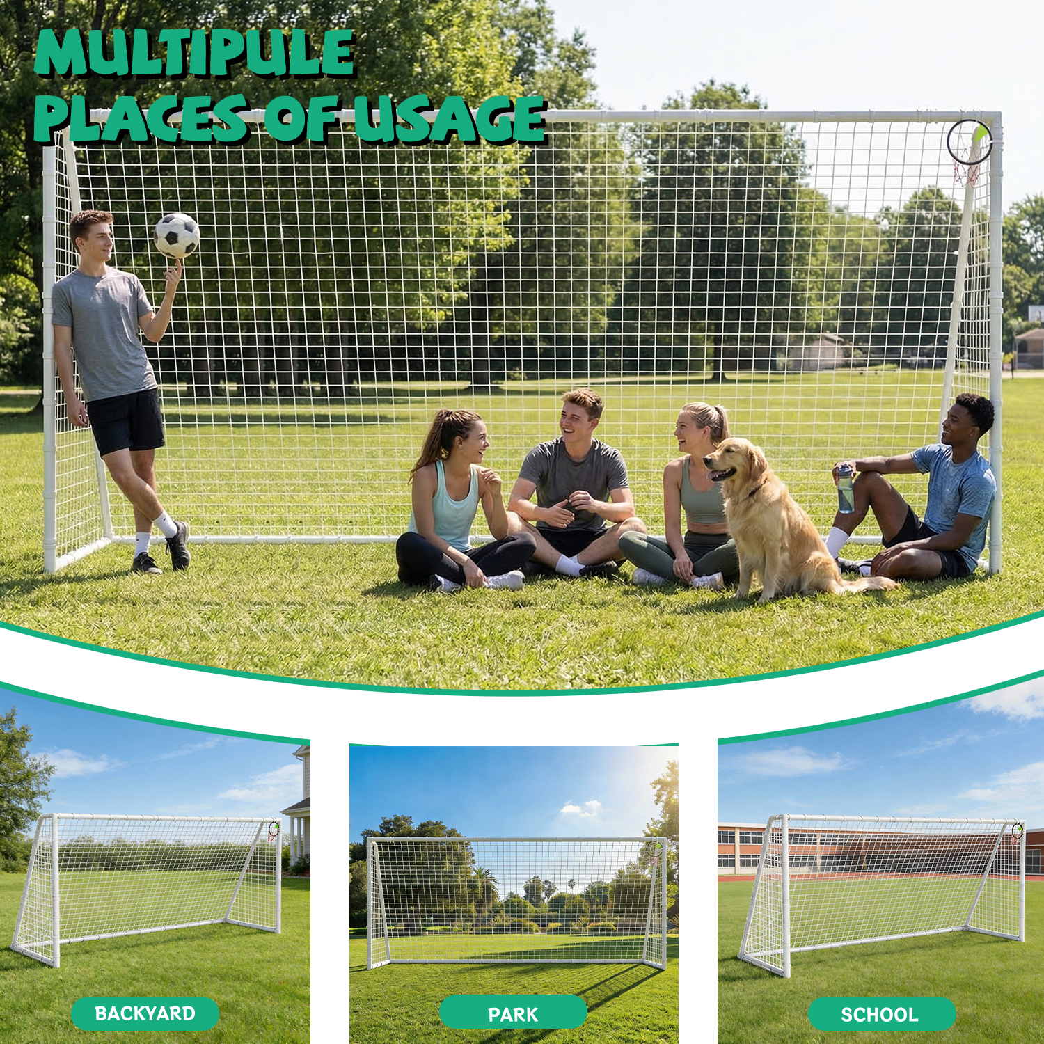 7X16FT Soccer Goal for Backyard Kids Portable Soccer Net with High-Strength Nets - Image 4