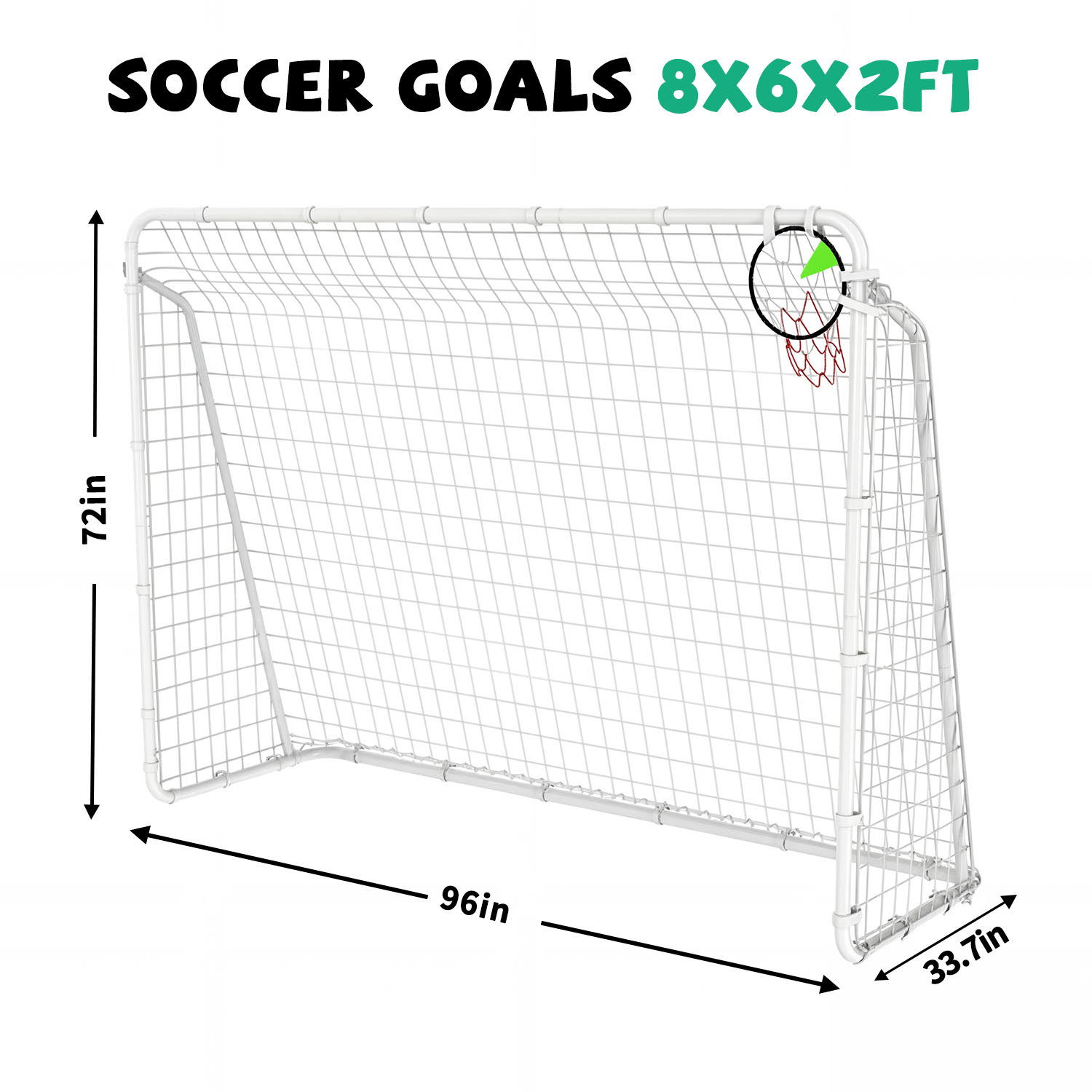 6X8FT Soccer Goal for Backyard Kids Portable Soccer Net with High-Strength Nets - Image 3