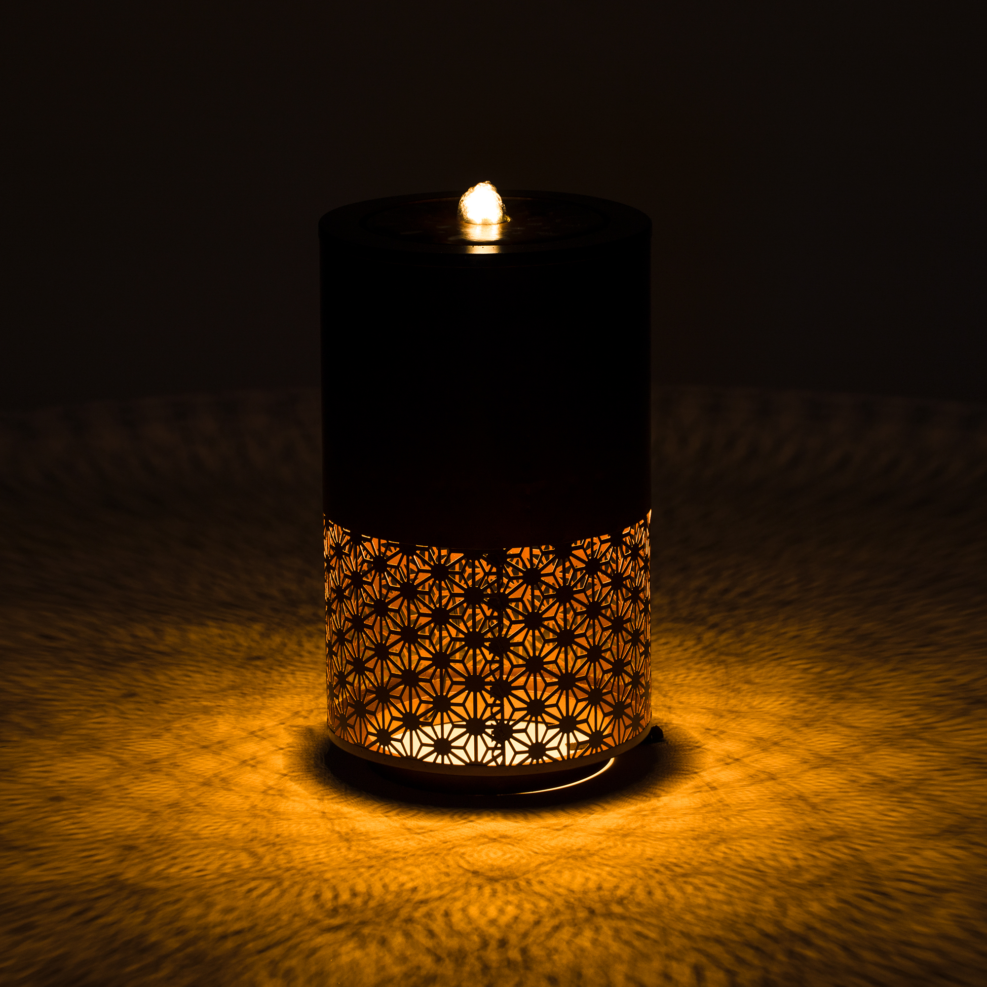 20.87"H Brown Metal Cutout Outdoor Water Fountain with LED Lights, Modern Freestanding Candle Style Water Feature for Patio Backyard Decor - Image 3