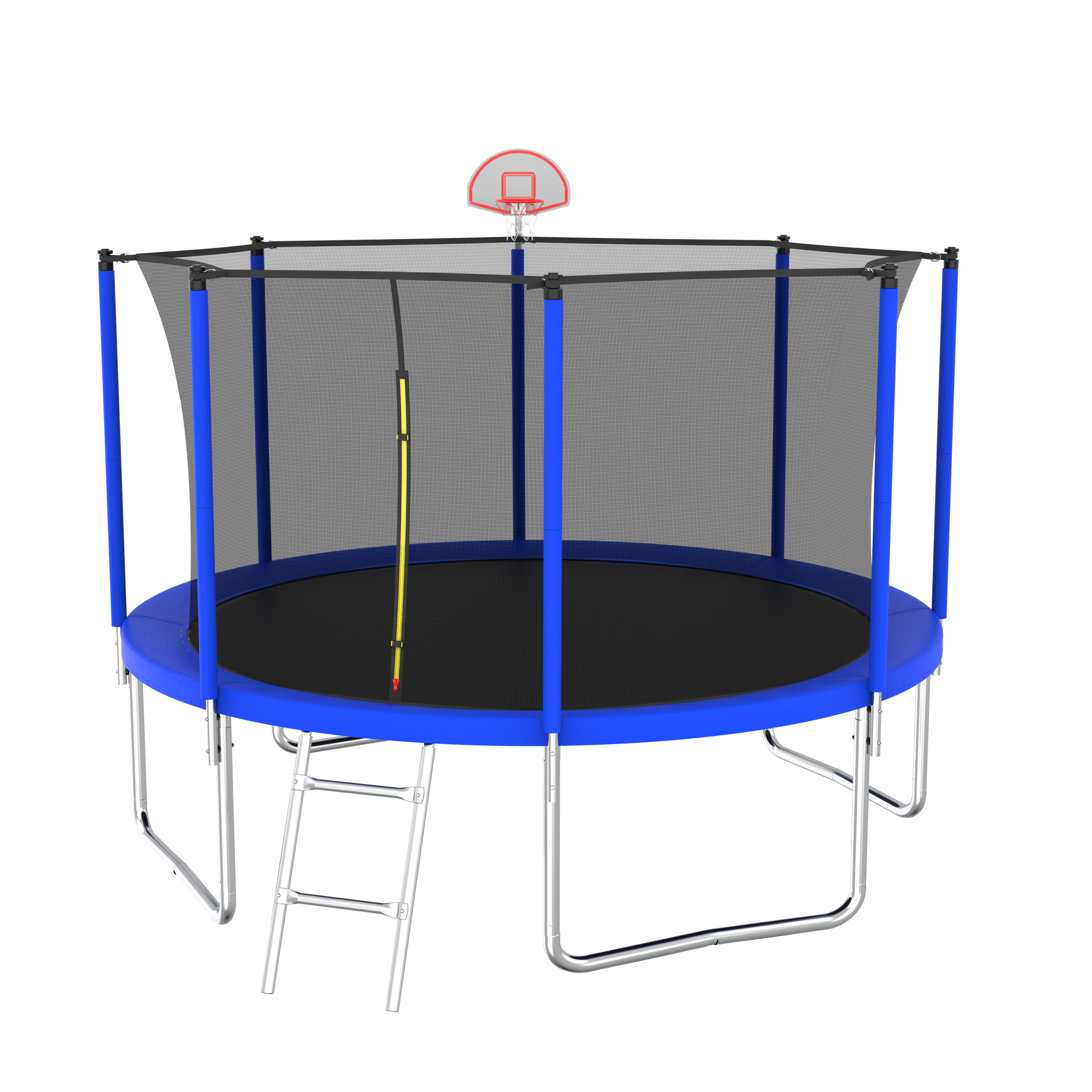 12FT Trampoline for Kids & Adults with Basketball Hoop and Ball ,Recreational Trampolines with Safety Enclosure for Back Yard Outdoor - Image 2