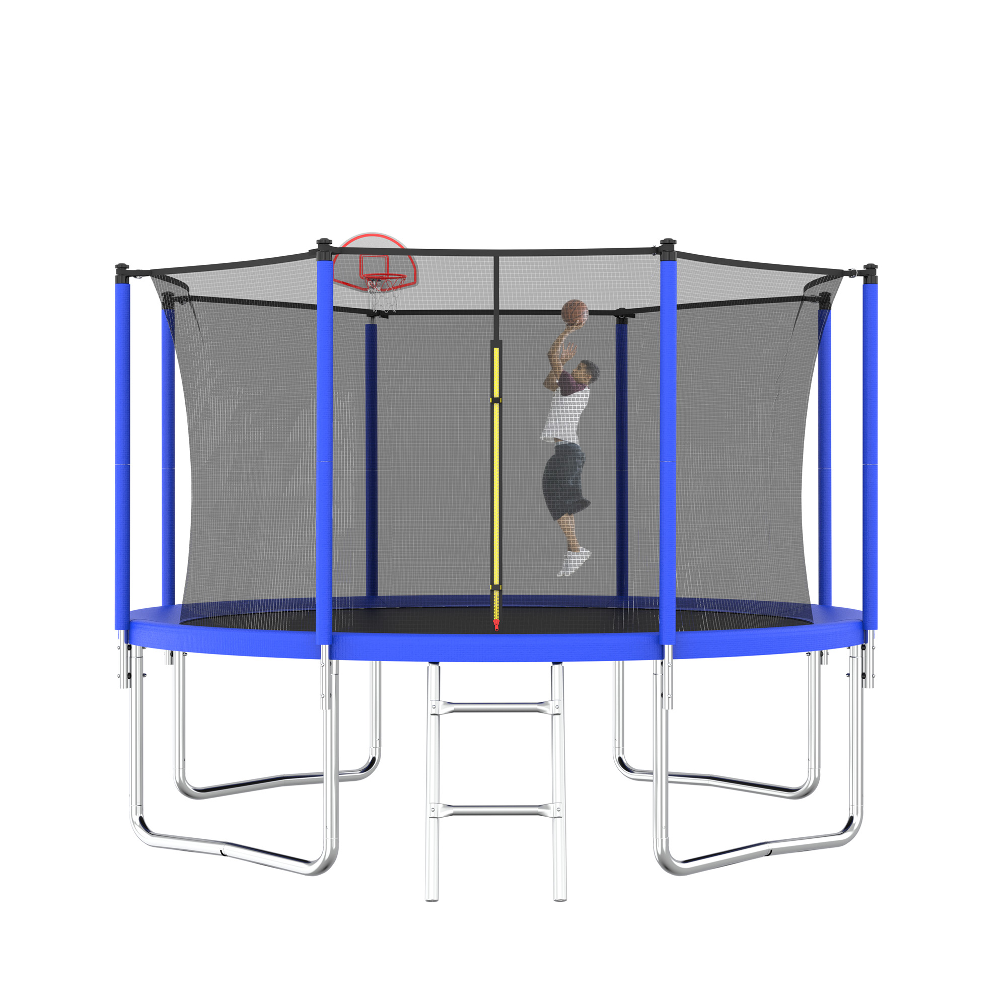 12FT Trampoline for Kids & Adults with Basketball Hoop and Ball ,Recreational Trampolines with Safety Enclosure for Back Yard Outdoor - Image 5