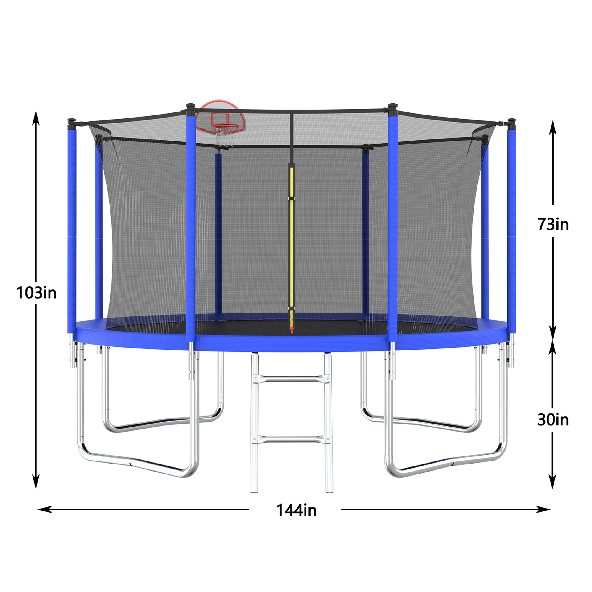 12FT Trampoline for Kids & Adults with Basketball Hoop and Ball ,Recreational Trampolines with Safety Enclosure for Back Yard Outdoor - Image 6