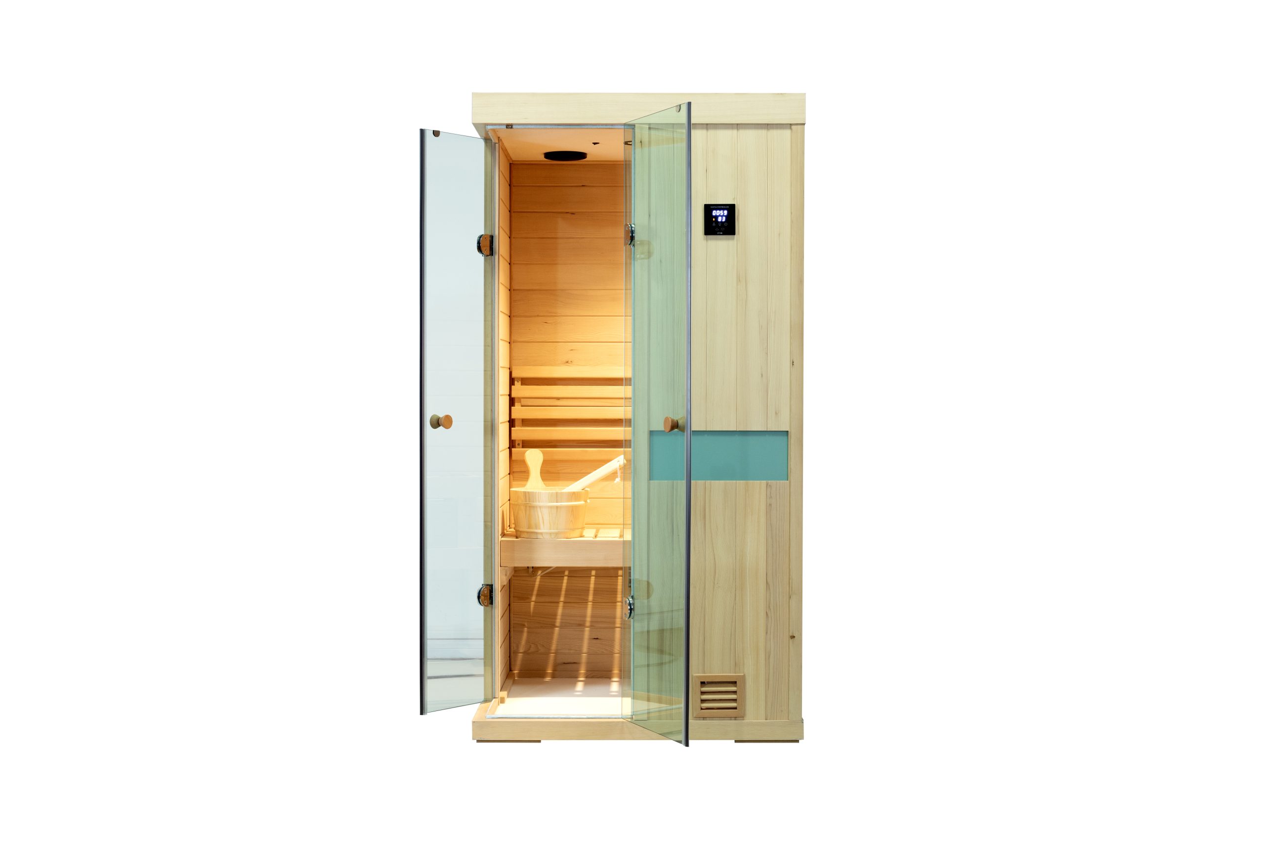 Mini One-person hemlock sauna room - Image 4