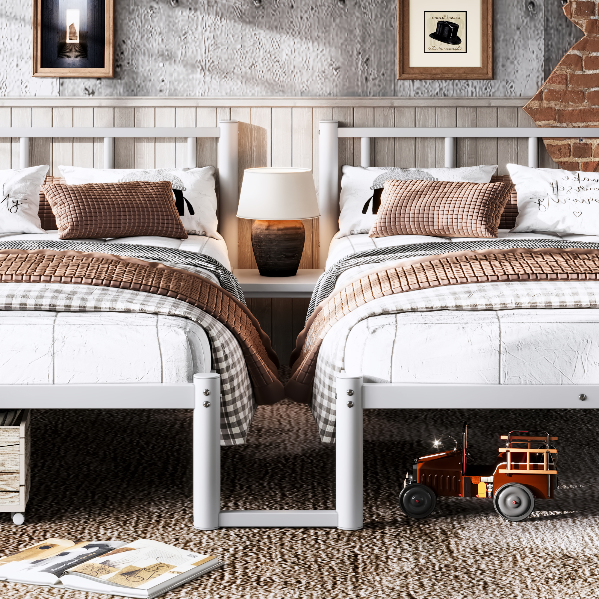 Twin over Twin & Twin Bunk Beds for 3, Twin XL over Twin & Twin Bunk Bed Metal Triple Bunk Bed, White - Image 6