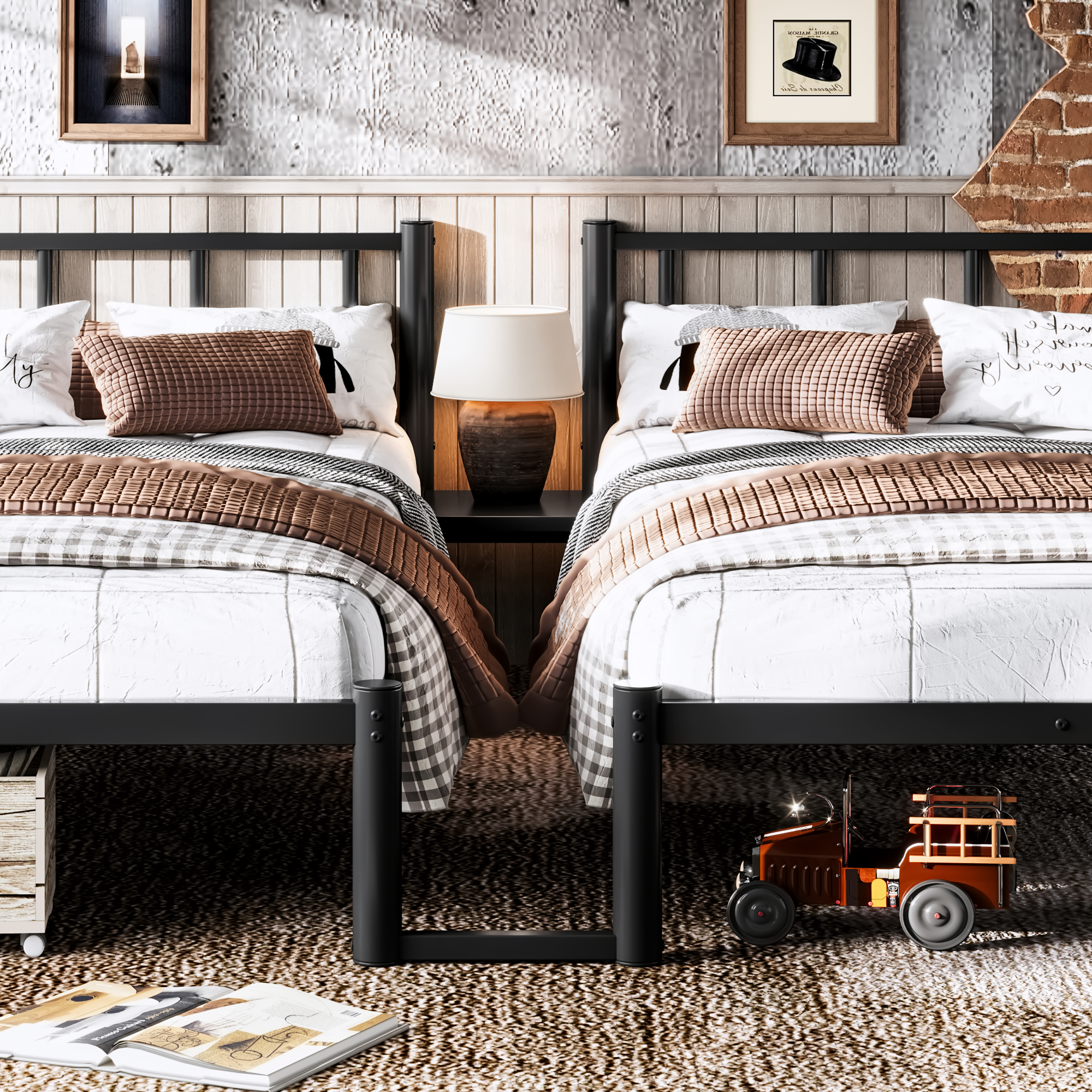 Twin over Twin & Twin Bunk Beds for 3, Twin XL over Twin & Twin Bunk Bed Metal Triple Bunk Bed, Black - Image 6