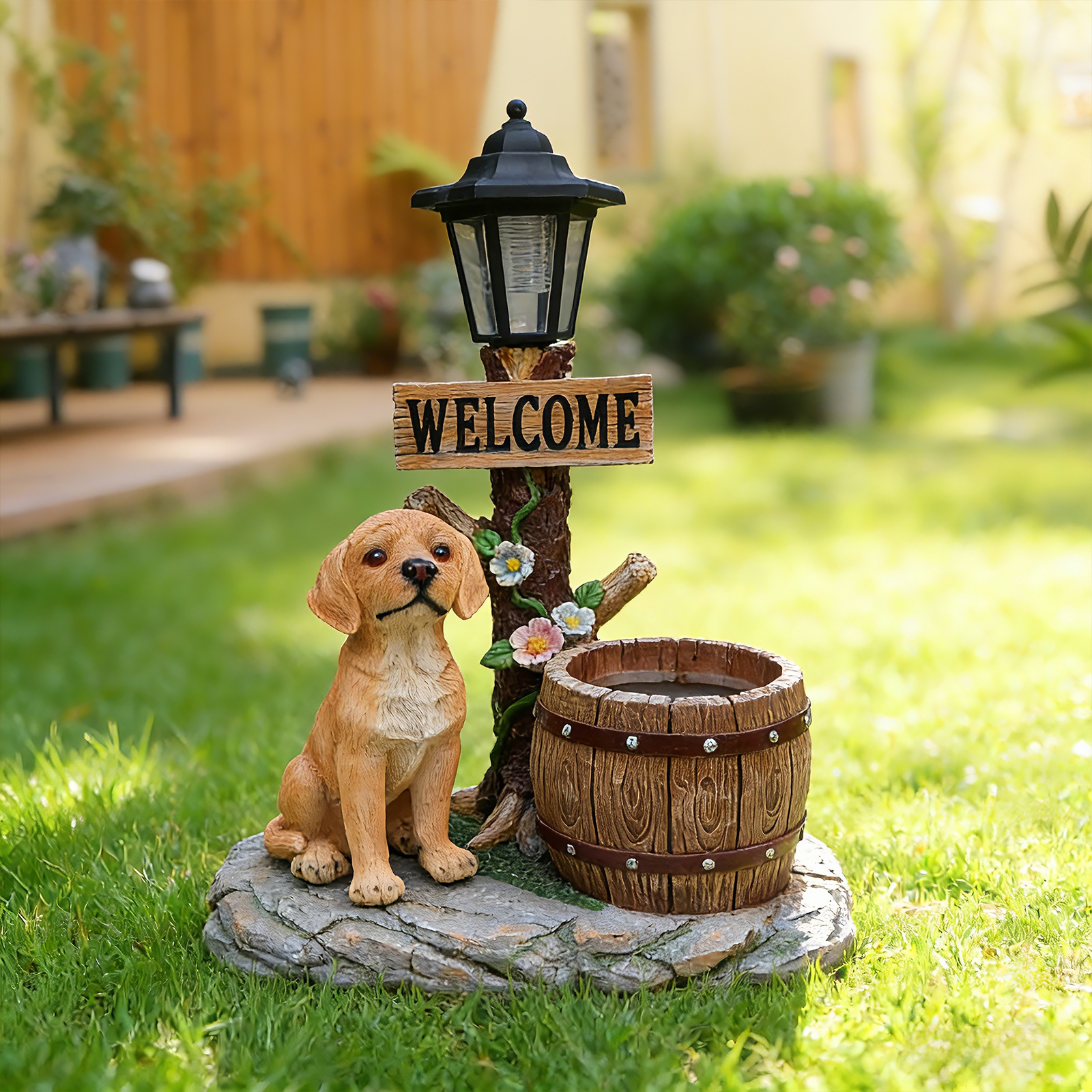Labrador Dog Solar Planter Garden Statue - Image 2
