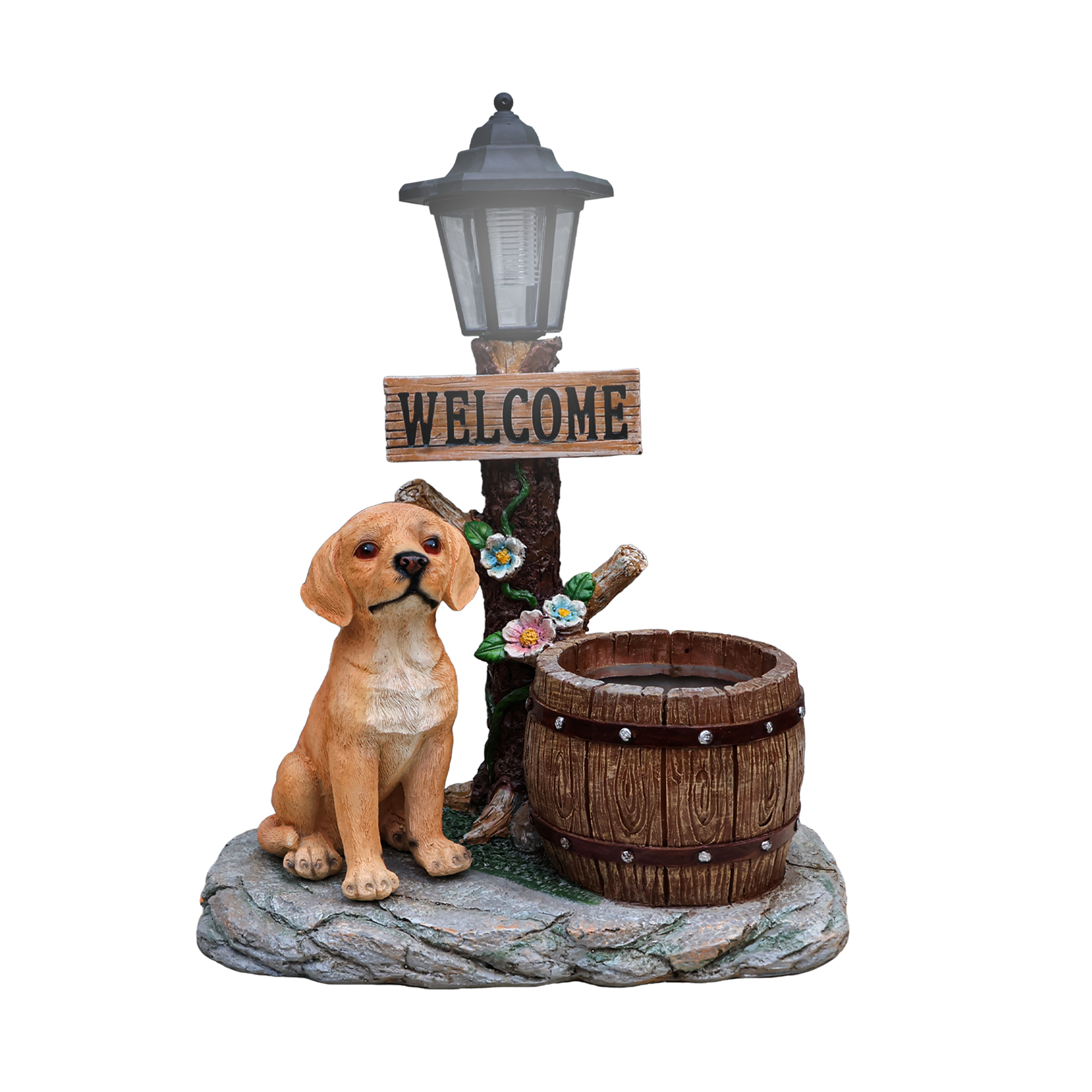 Labrador Dog Solar Planter Garden Statue - Image 3